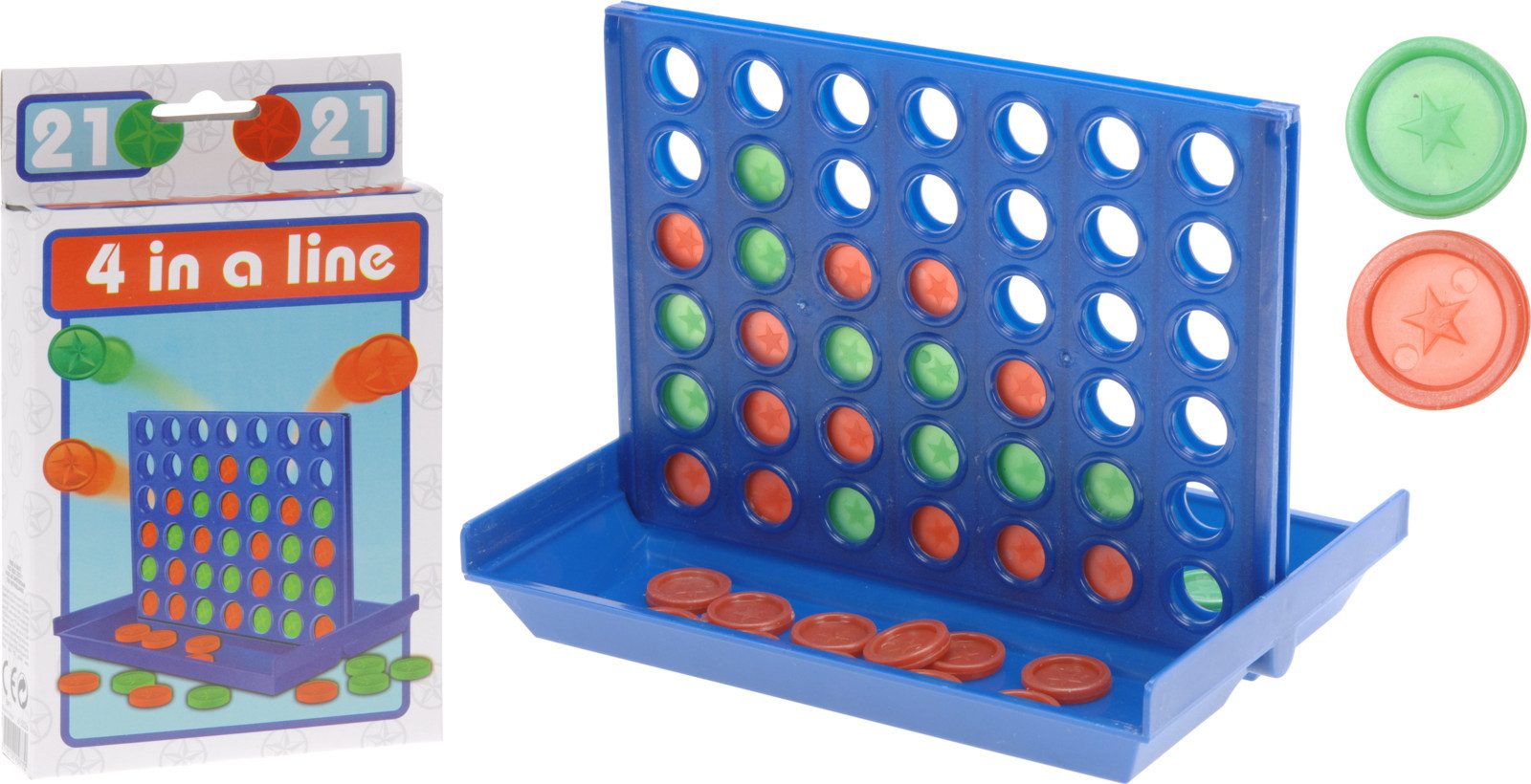 Koopman Spiel Kinderspiel Gesellschaftspiel, Strategiespiel, Klassiker, Kunststoff, Vier in einer Reihe, Reisespiel