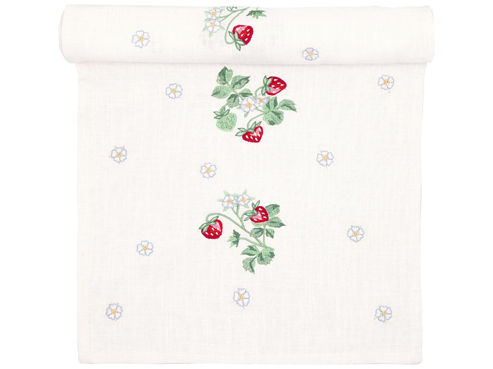Greengate Tischläufer Berry Tischläufer mit Stickerei white 140x45cm