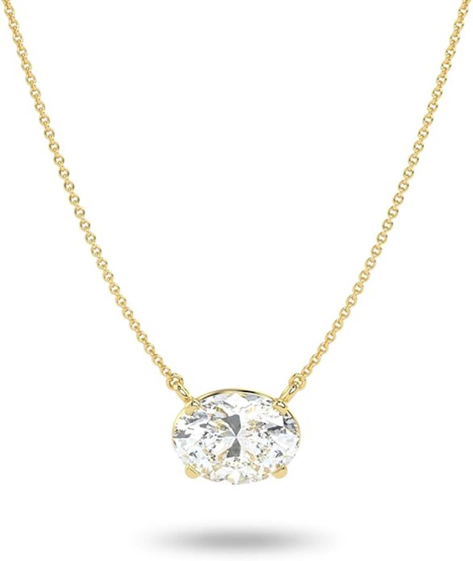Kette mit Anhänger D/E VVS/VS, 14K Gold, 1/3 bis 2 Karat Oval Labordiamanten Halskette