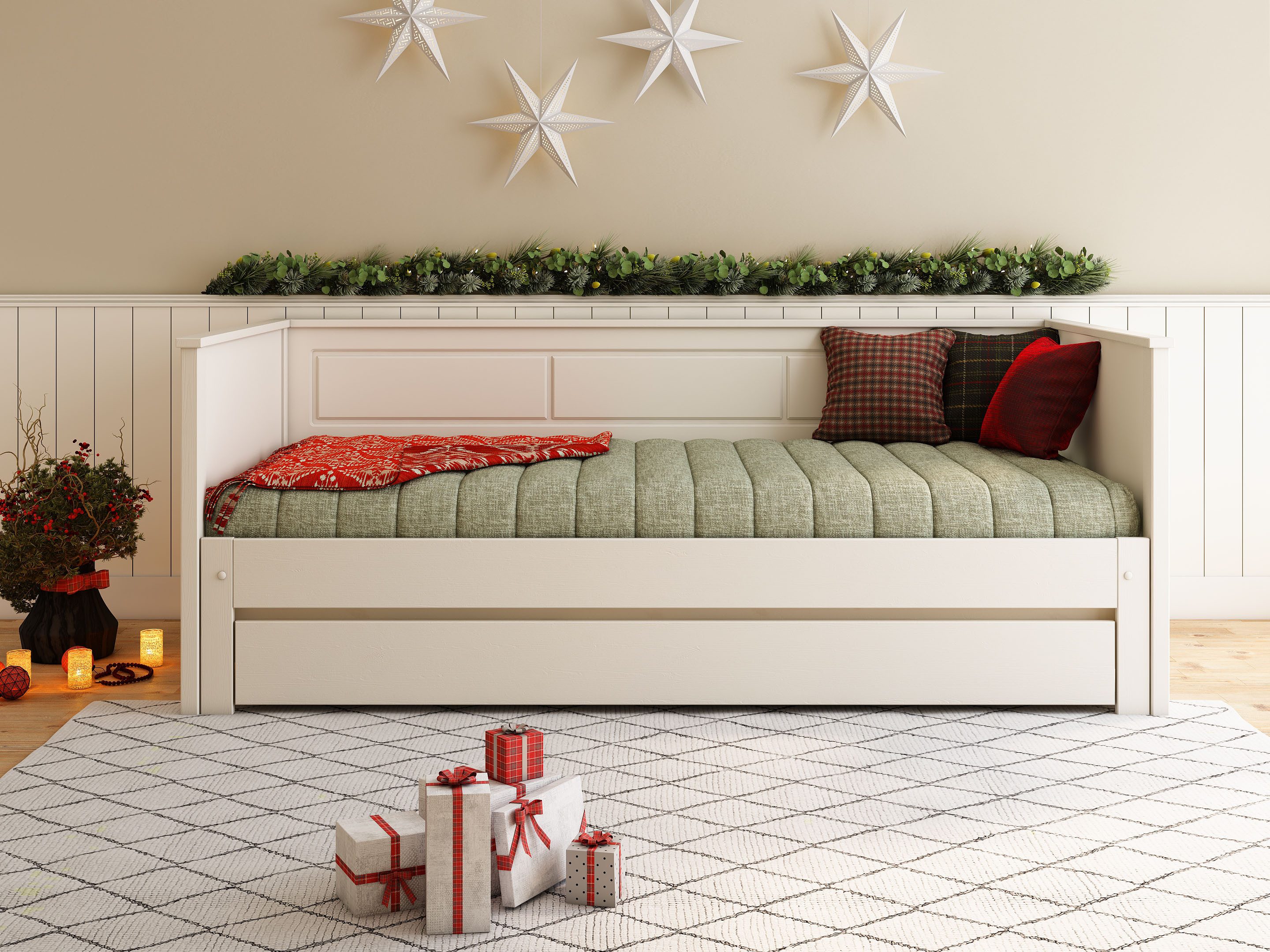 OTTO home Funktionsbett " ERIK " TOPSELLER! Daybed, Gästebett, Kinderbett, Massivholz (Kiefer), 2. Schlafplatz ausziehbar, moderner Landhausstil, Schublade optional