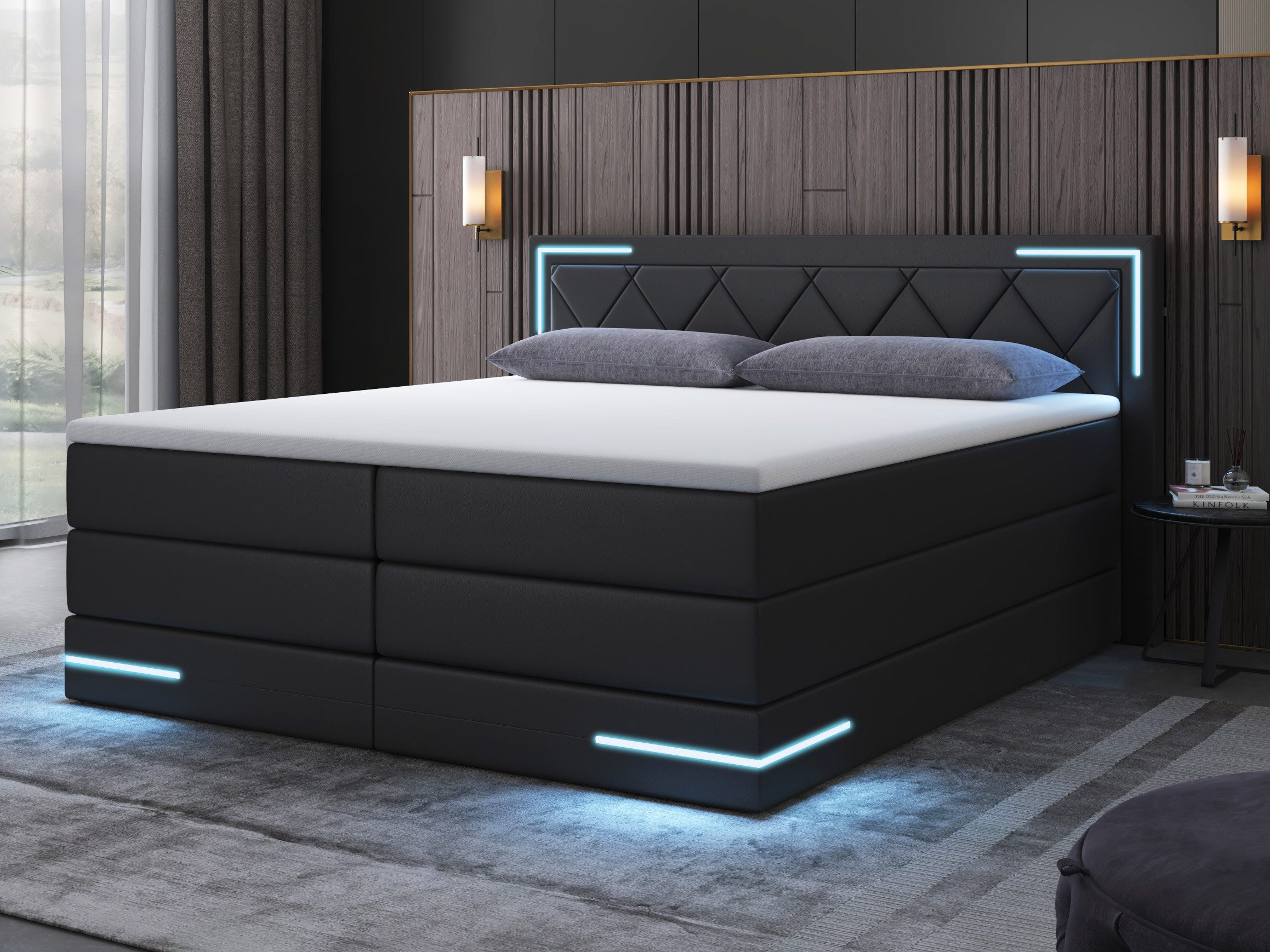 wonello Boxspringbett Arizona, mit LED Beleuchtung günstig online kaufen