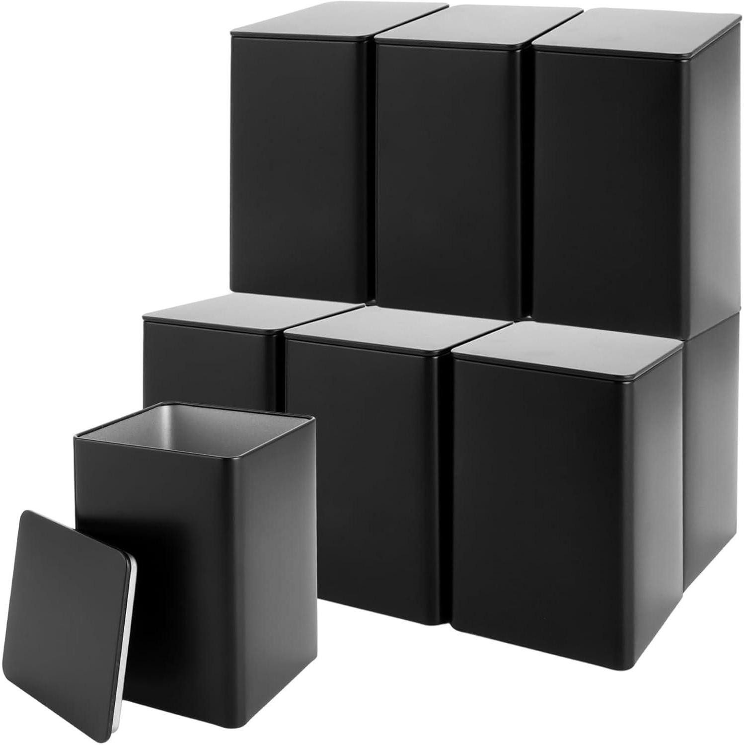 LuxusKollektion Teedose Teedosen 10 Stück Metall aromadicht 140g losen Grey 8.5 x 8.5 x 13cm