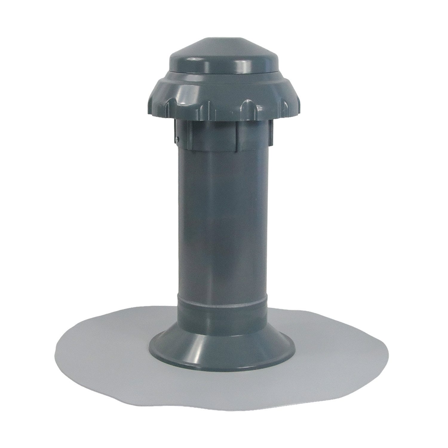 FLECK Dachdurchführung 4 in 1 Flachdachlüfter CLASSIC inkl. Tectofin R grau, Spezial-Hart-PVC