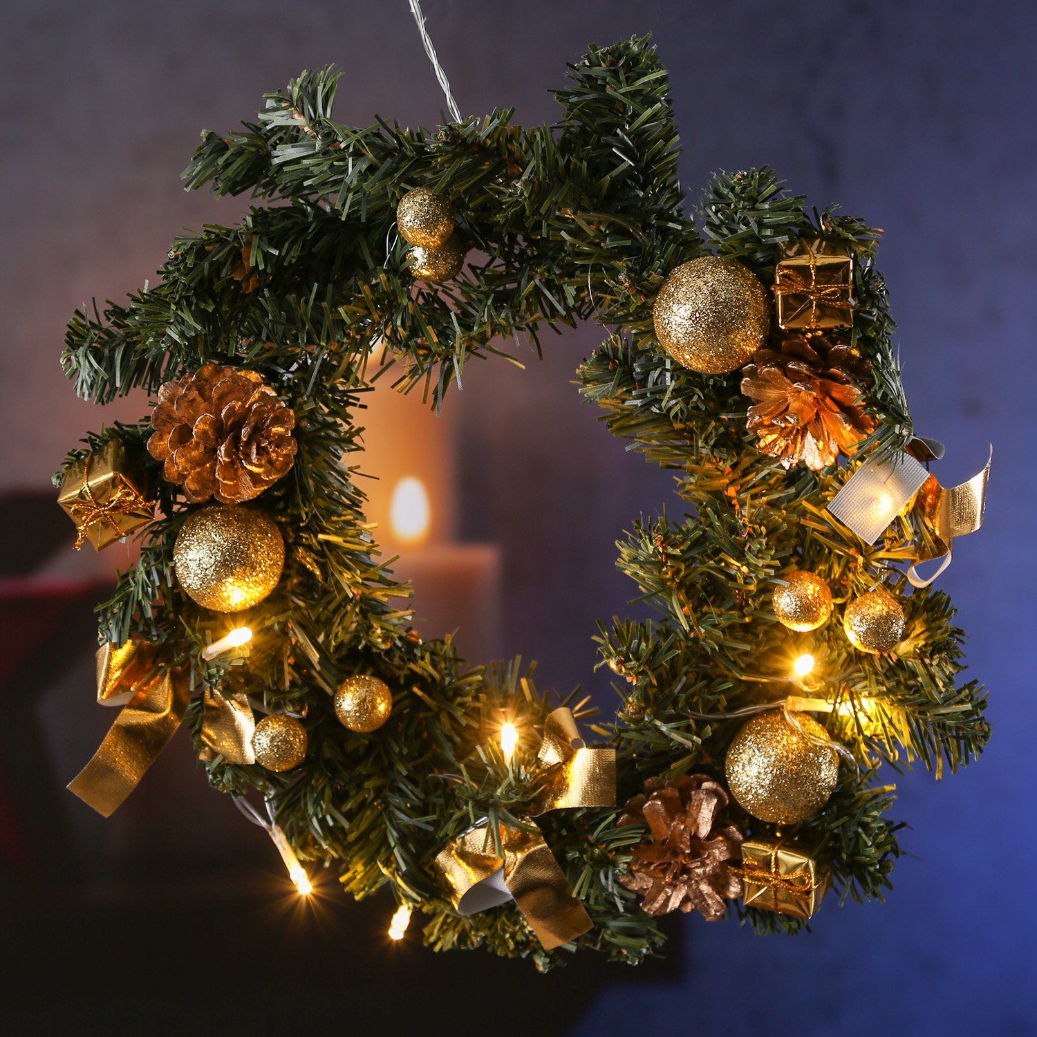 MARELIDA Dekokranz LED Tannenkranz Türkranz Weihnachtskranz D: 30cm 10 LED günstig online kaufen