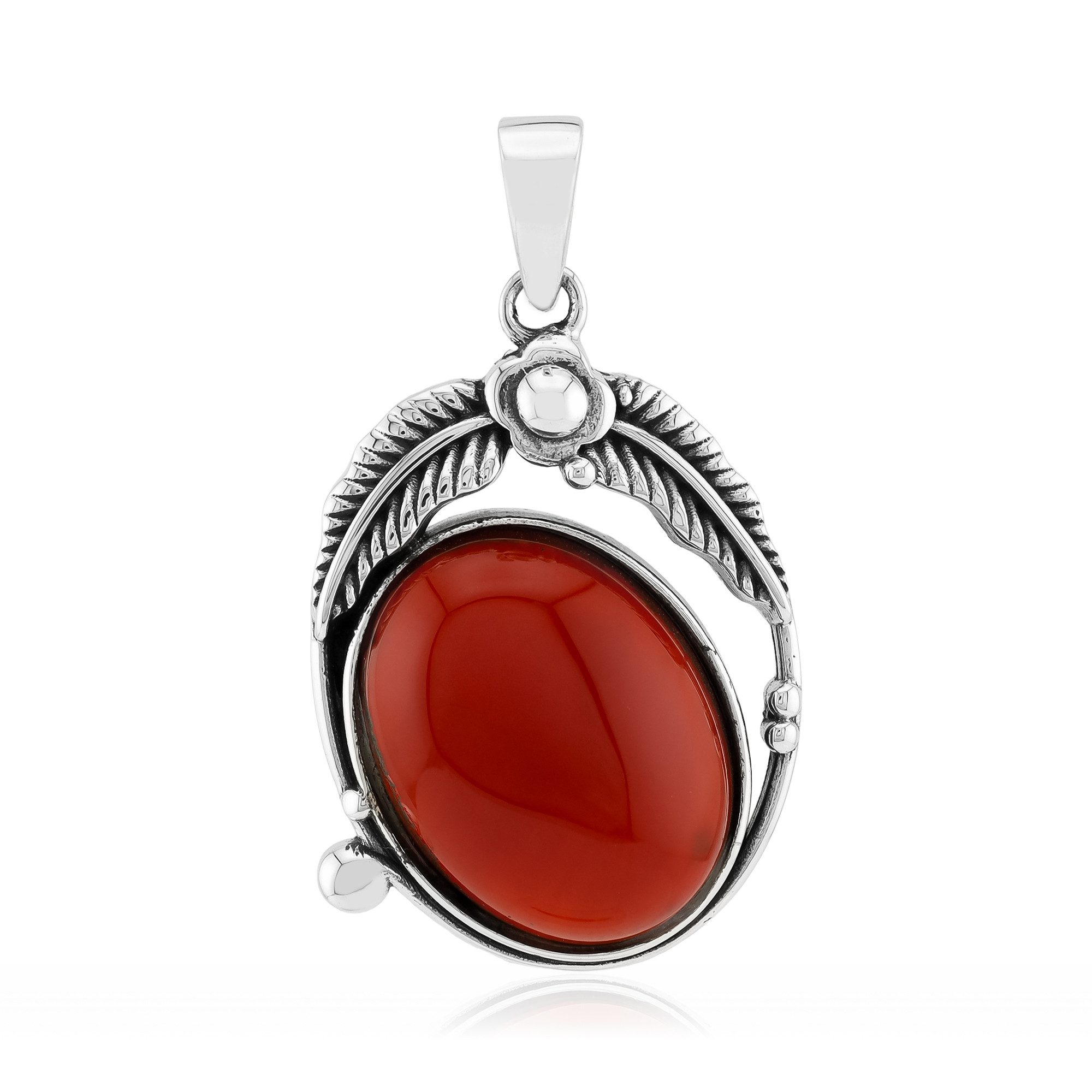 Cavill Kettenanhänger Cavill Karneol 9,45 ct Oval in oxidiertem 925 Silber, elegant (1-tlg)