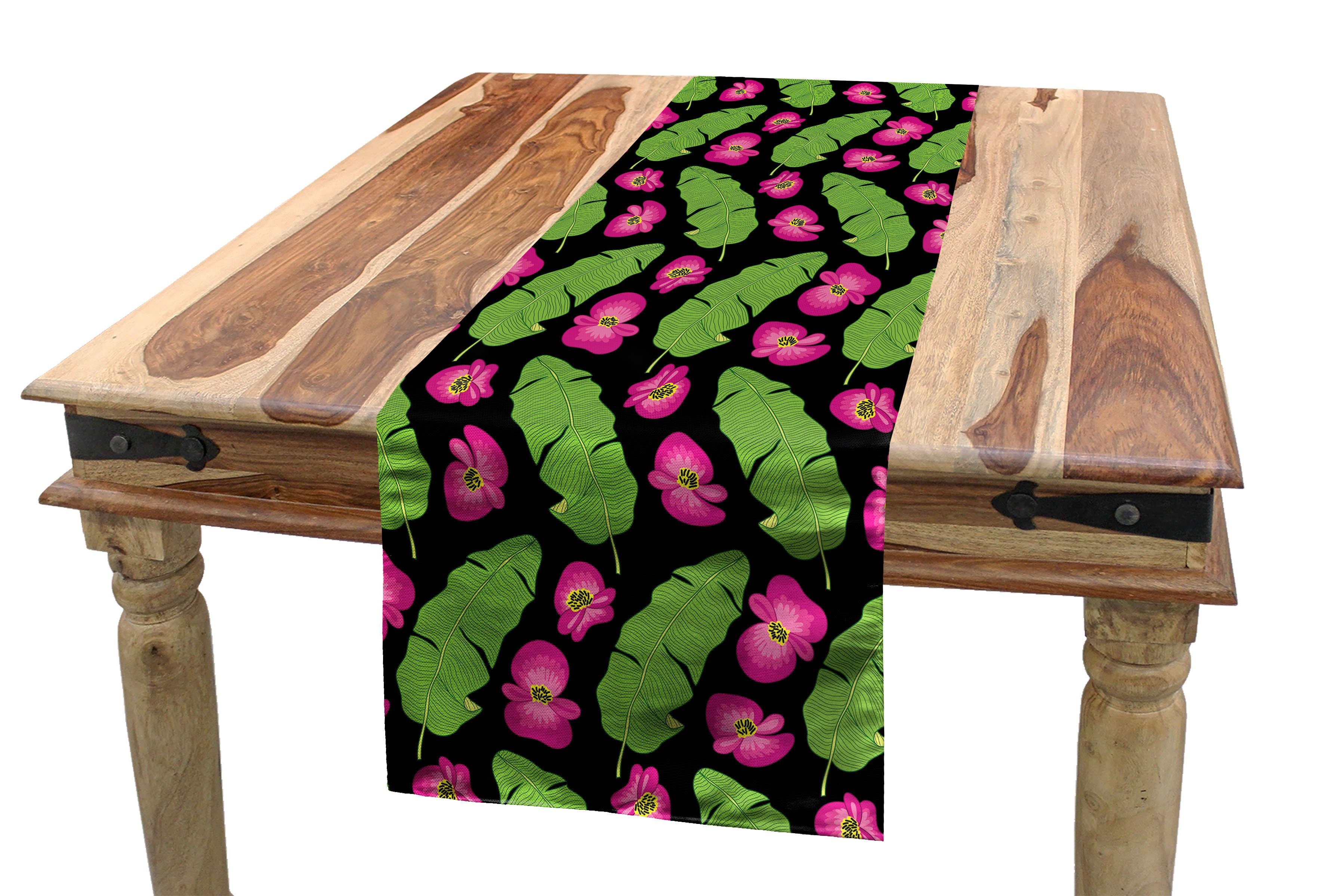 Abakuhaus Tischläufer Esszimmer Küche Rechteckiger Dekorativer Tischläufer, Luau Banana Palm und Blumen