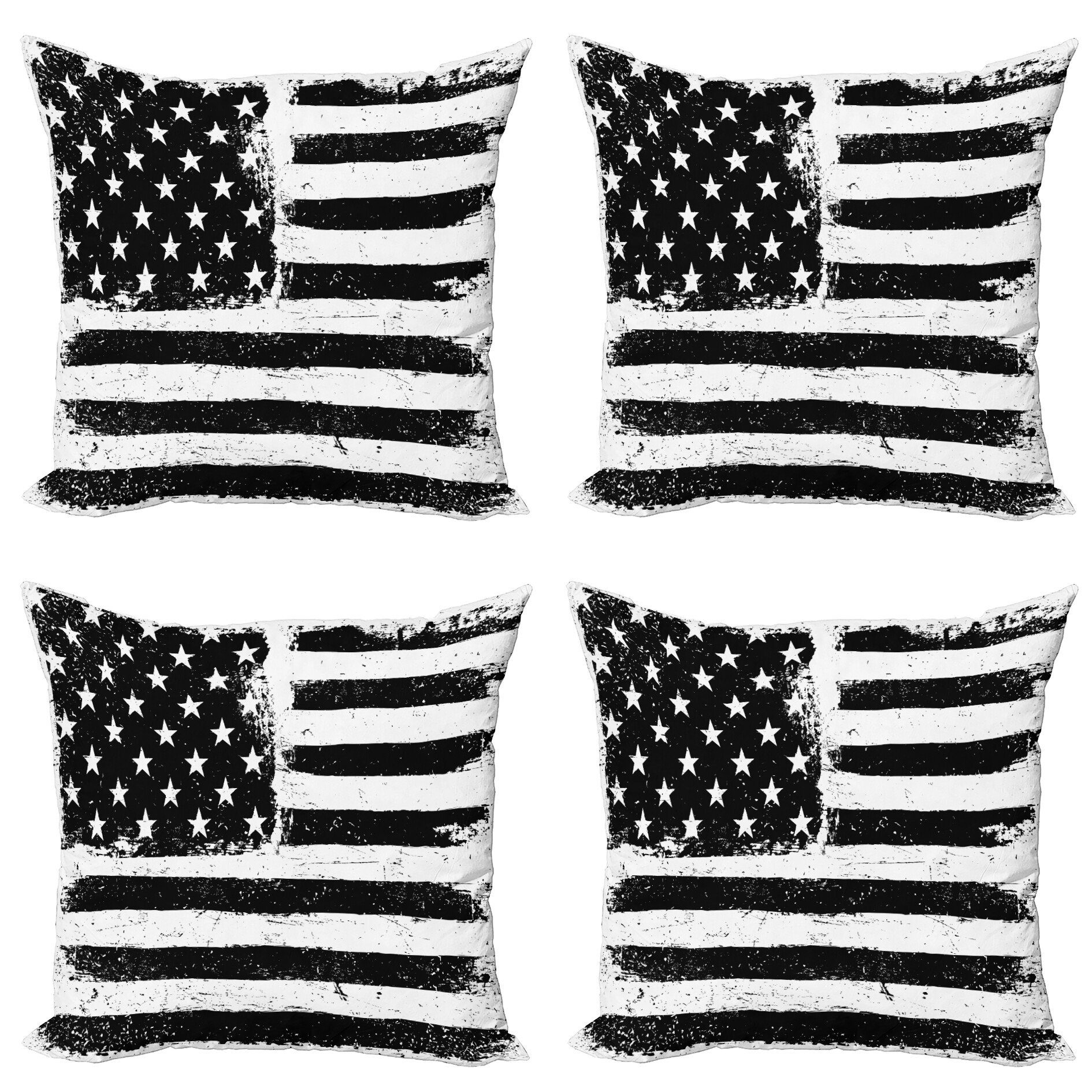Kissenbezüge Modern Accent Doppelseitiger Digitaldruck, Abakuhaus (4 Stück), Vereinigte Staaten Schwarzweiss-Flagge