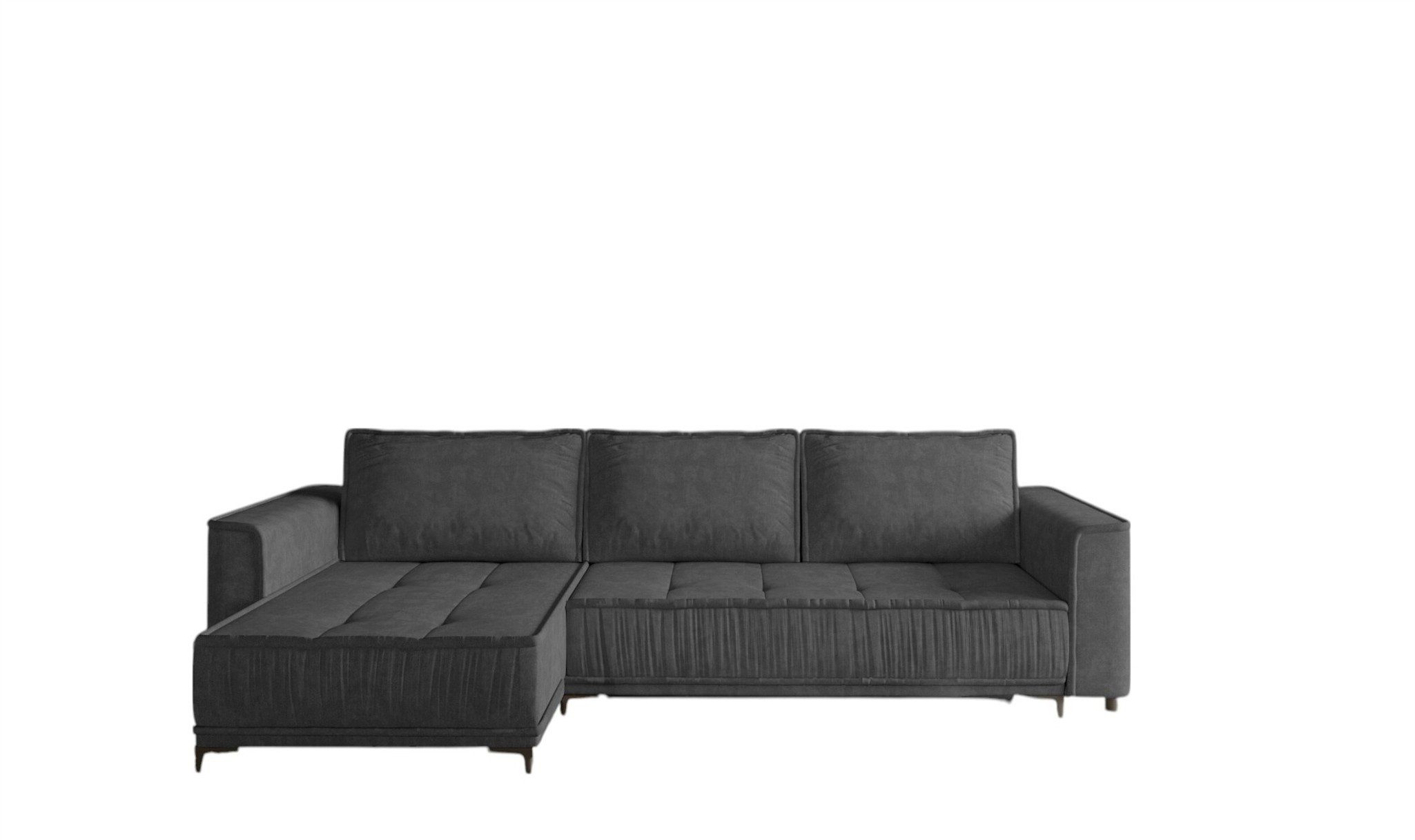 Fun Möbel Ecksofa Schlafsofa JUNA mit Ottomane in Stoff Terra, inkl. Bettkasten, Rundumbezug