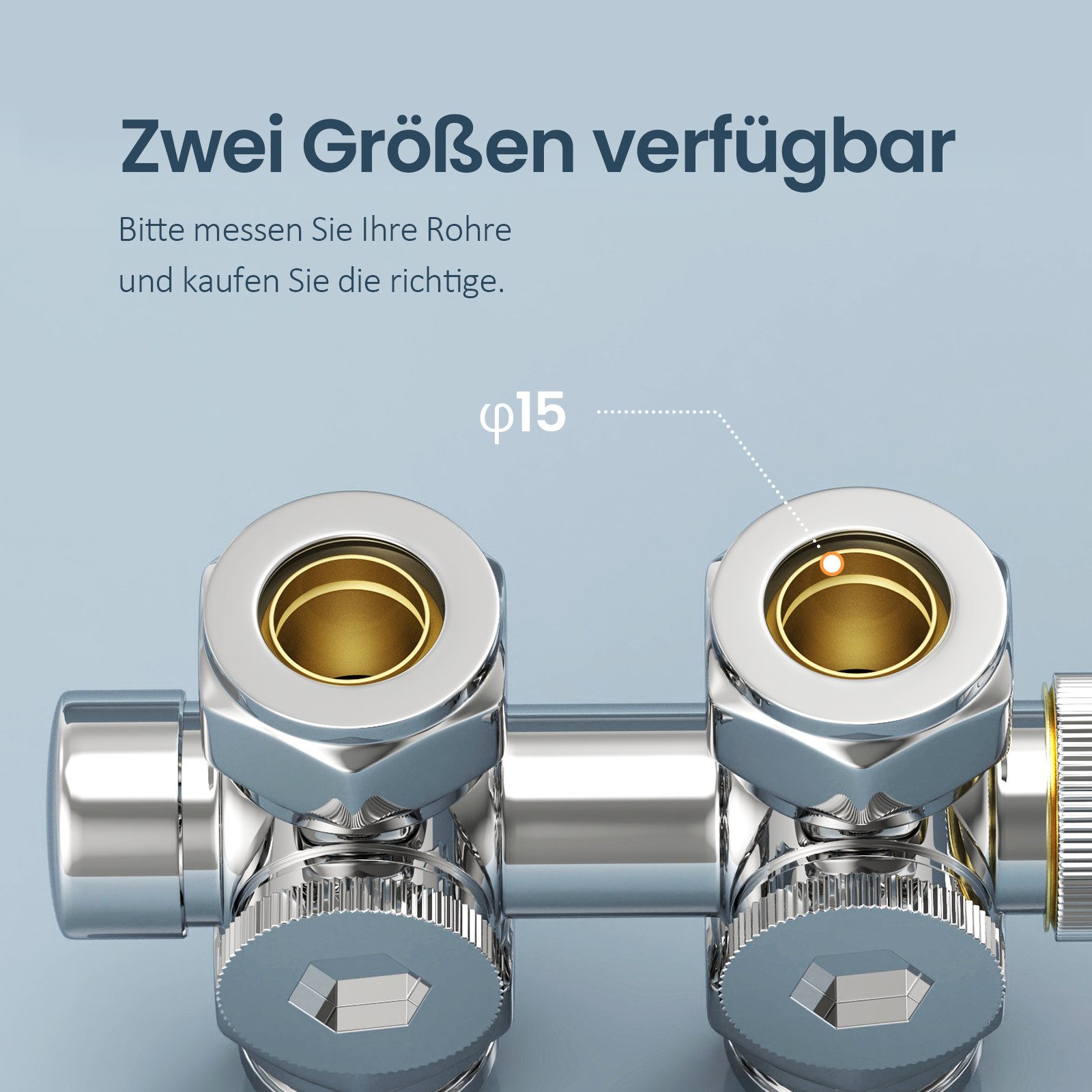 EMKE Heizkörperthermostat Multiblock Set für Heizkörper Anschlussarmatur Ventil mit Thermostat, (16mm+φ15mm, 1 St) für Heizkörper Handtuchtrockner Heizungzubehö – Bild 4 von 5