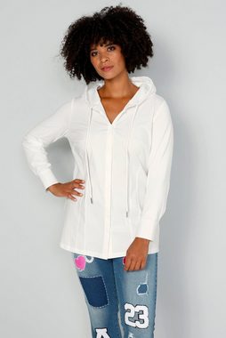 Angel of Style Satinbluse Bluse Regular Fit Materialmix Kapuze Langarm