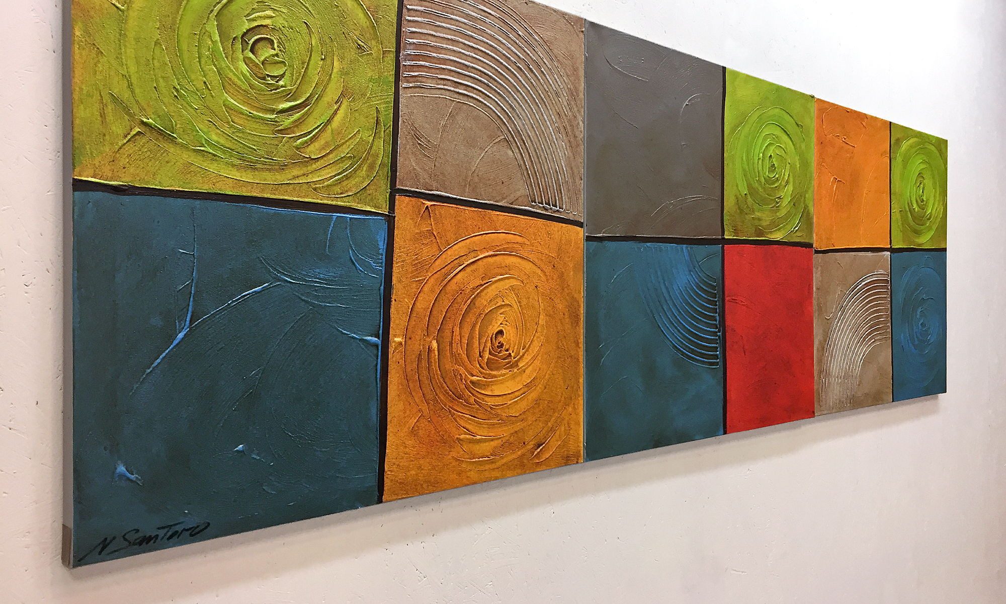 WandbilderXXL XXL-Wandbild Summer Moods 210 x 70 cm, Abstraktes Gemälde, handgemaltes Unikat