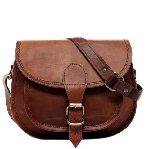 SID & VAIN Schultertasche Leder Schultertasche Damen LORI, Crossbody Bag Echtleder für Damen, Umhängetasche hellbraun