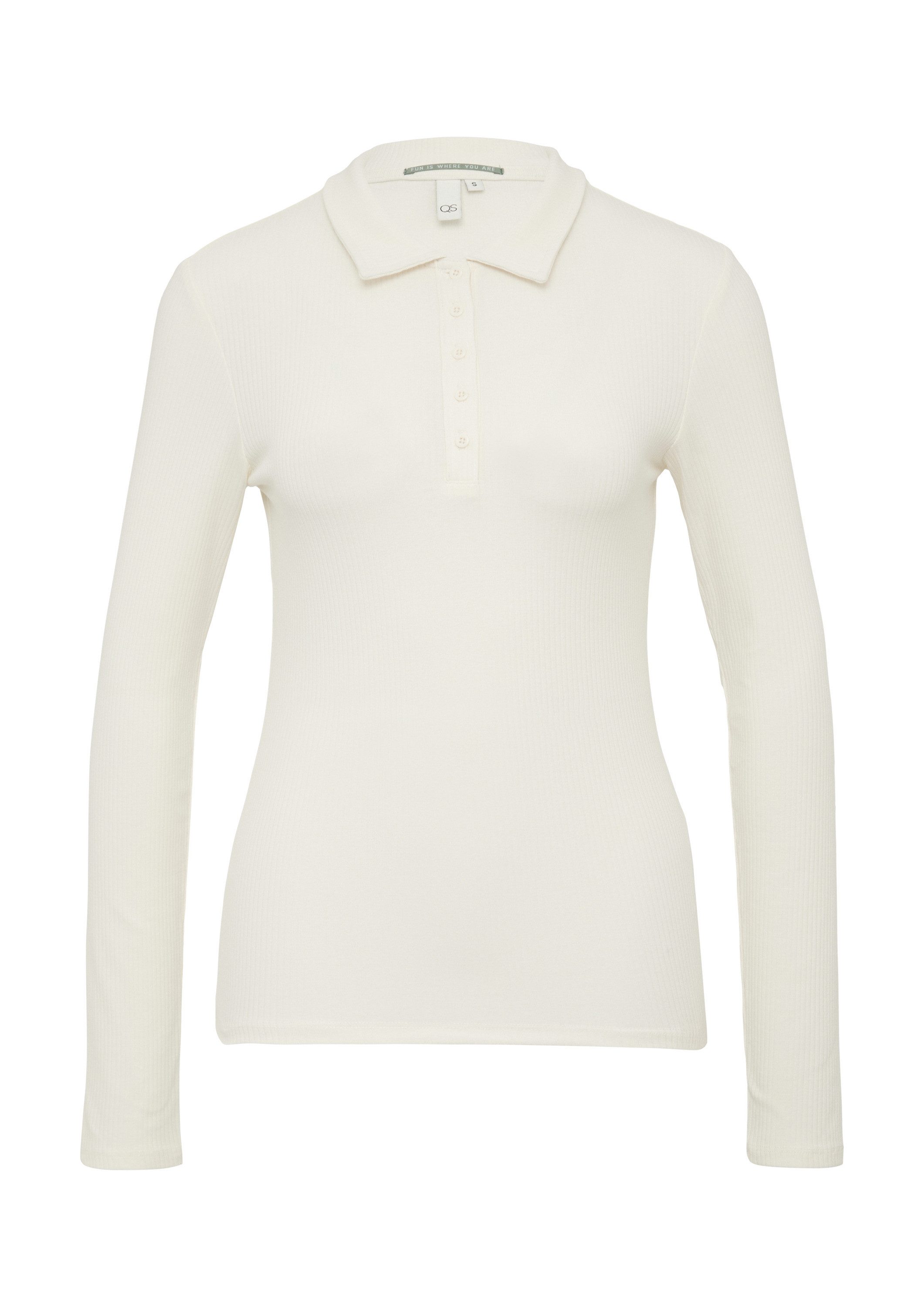 QS Langarmshirt T-Shirt Schmal geschnittenes Rippshirt mit Polokragen günstig online kaufen