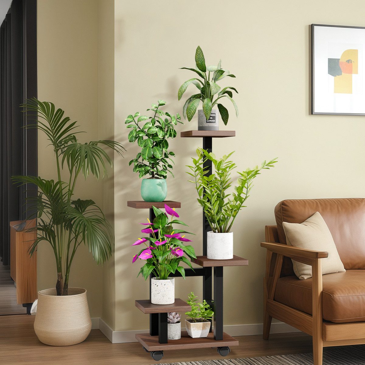 Simloveve Blumenständer Pflanzenständer aus Holz und Metall Pflanzentreppe günstig online kaufen