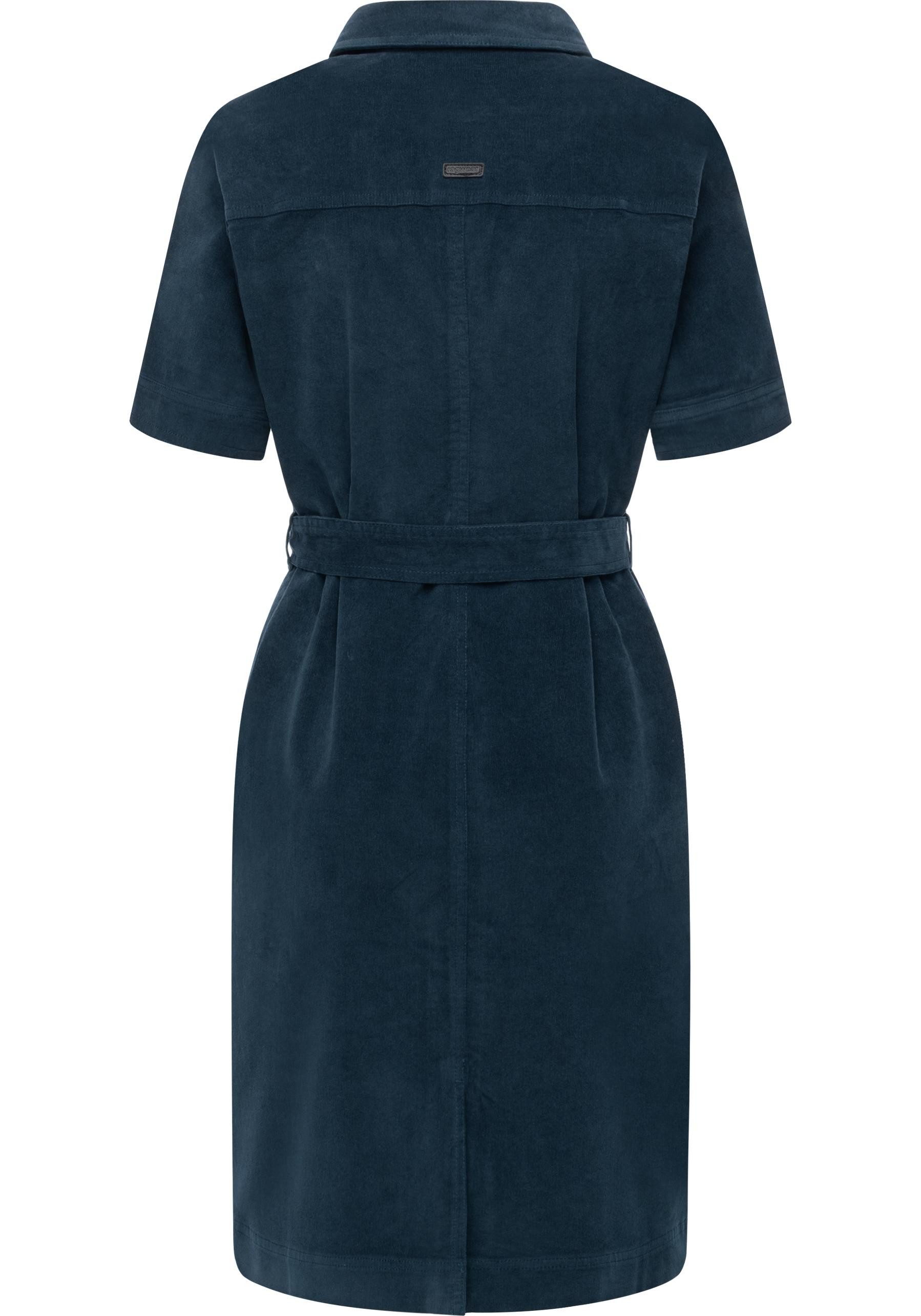 Ragwear Cordkleid Rozyna Cordy YOUMODO Kurzärmliges Kordkleid mit Hemdkragen