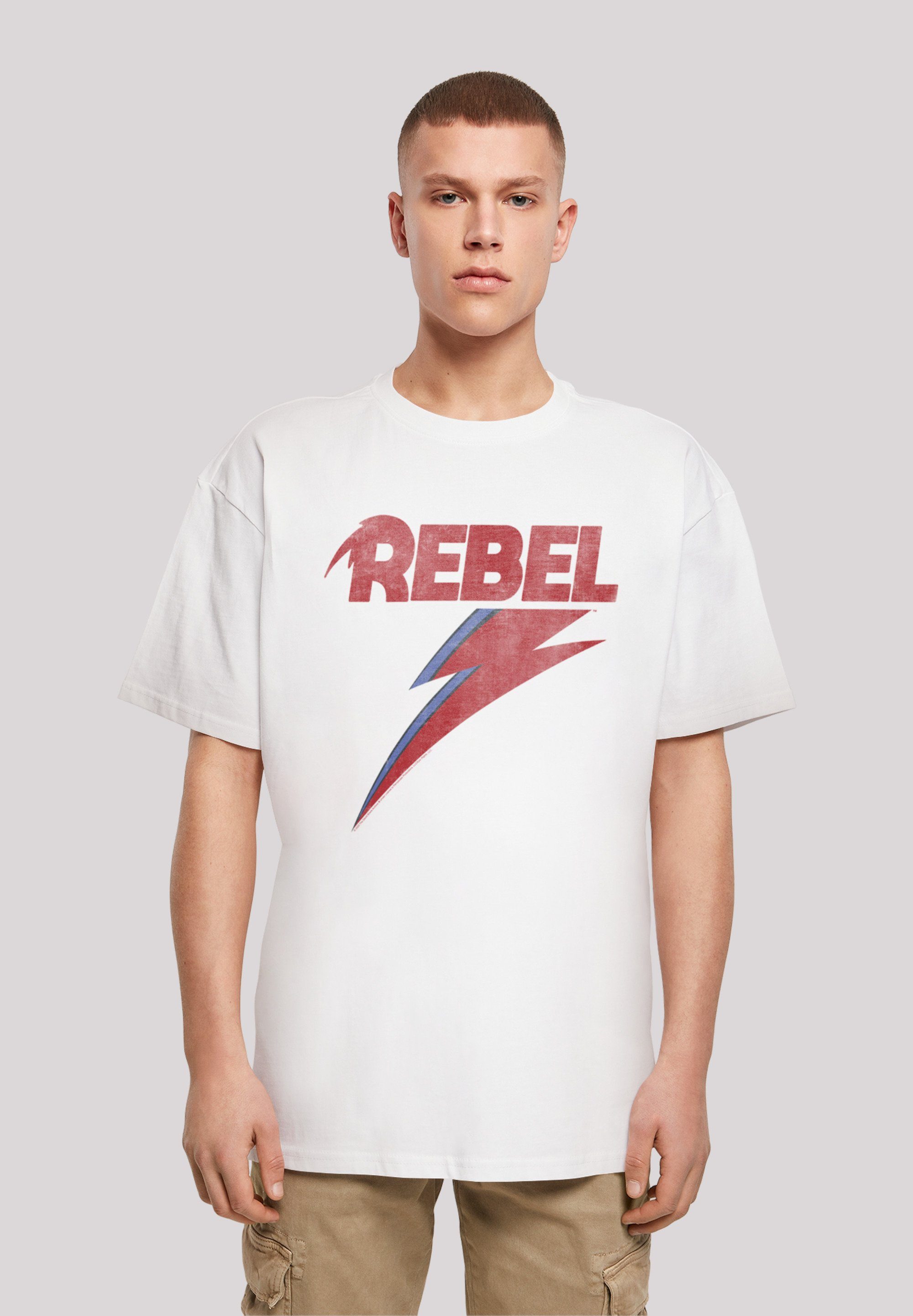 F4NT4STIC T-Shirt David Bowie Rock Music Band Distressed Rebel Print weiß