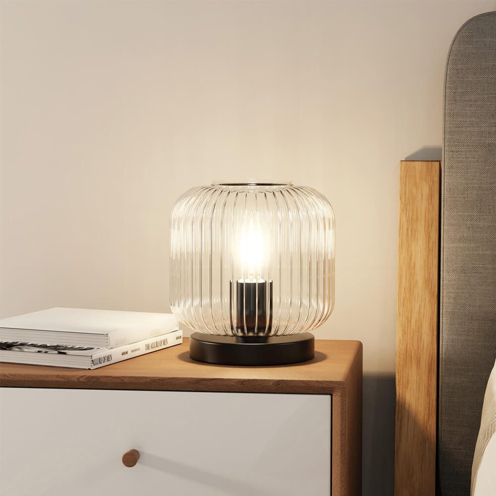 HOME DELUXE Nachttischlampe Tischleuchte aus Glas LILY, ohne Leuchtmittel, Glaslampe - Tischlampe, Tischleuchte