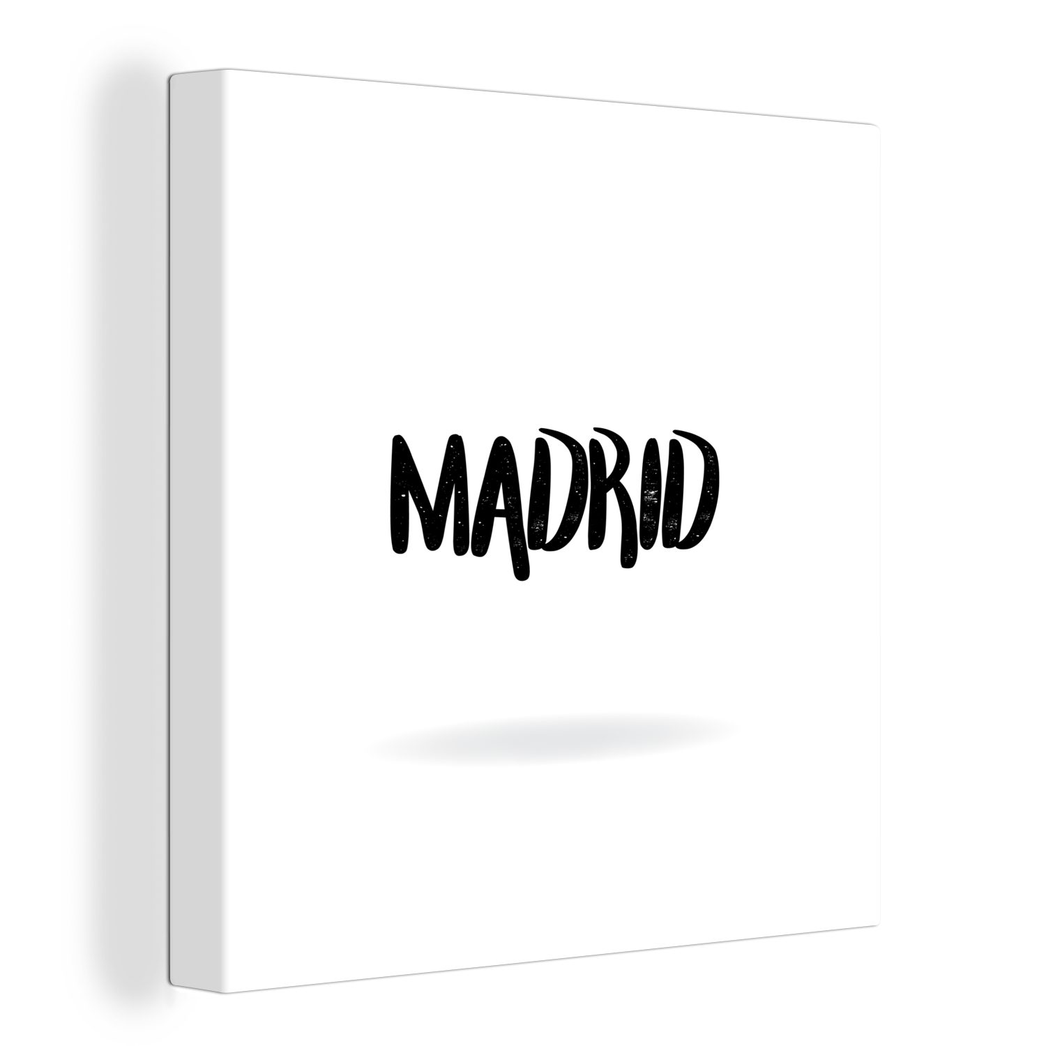 Schwarz-weiße Illustration Schlafzimmer Leinwand Leinwandbild St), Madrid mit OneMillionCanvasses® von Bilder (1 Großbuchstaben, für Wohnzimmer