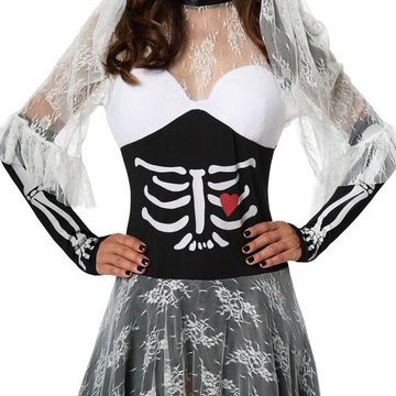 dressforfun Kostüm Frauenkostüm Gruselige Skelett-Braut