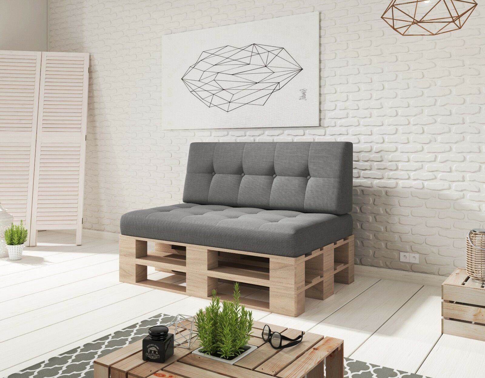 sunnypillow Palettenkissen Palettenkissen VERONA 2er Set, palettenmöbel palettencouch polsterauflage