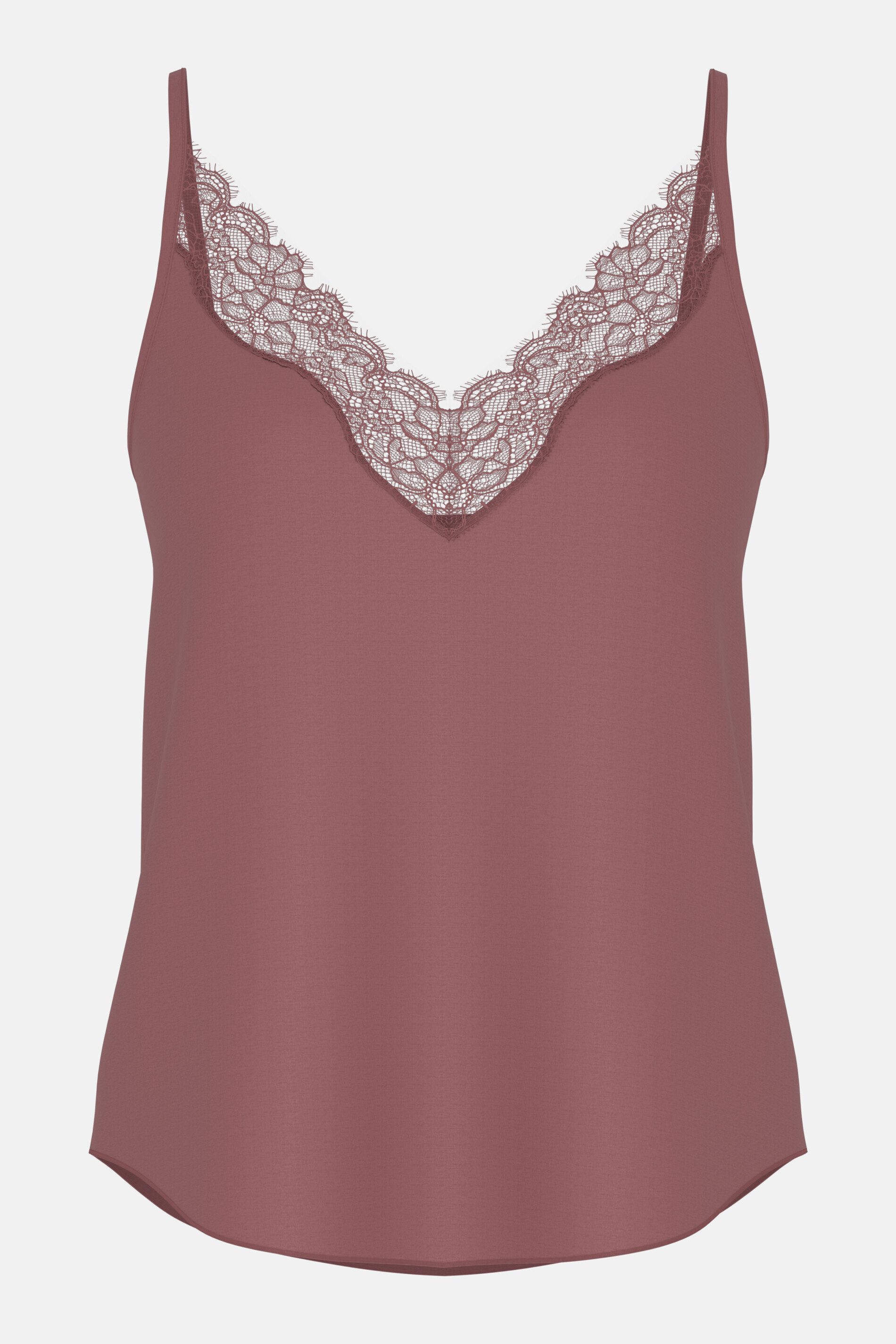 Mey Spaghettitop Mey Camisole Serie Pure Shine Lace Uni (1-tlg) Top mit feiner Spitze, Viskose-Mix, seidiger Glanz, V-Neck