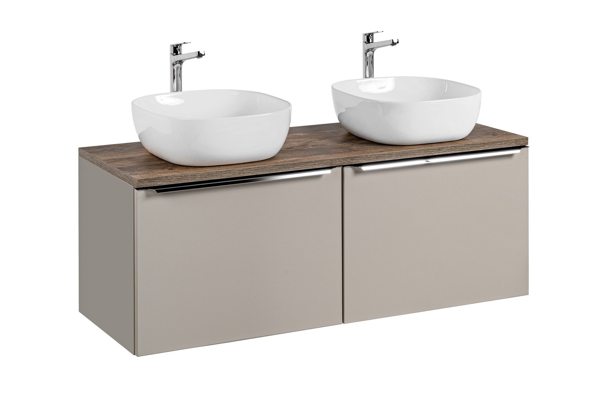 Fun Möbel Badmöbel-Set Unterschrank-Set AKAN 120cm 2/4 tlg in Taupe, (Set, 4-St., Mit oder ohne Aufsatzwaschbecken), Schubladen mit Soft-Close-System
