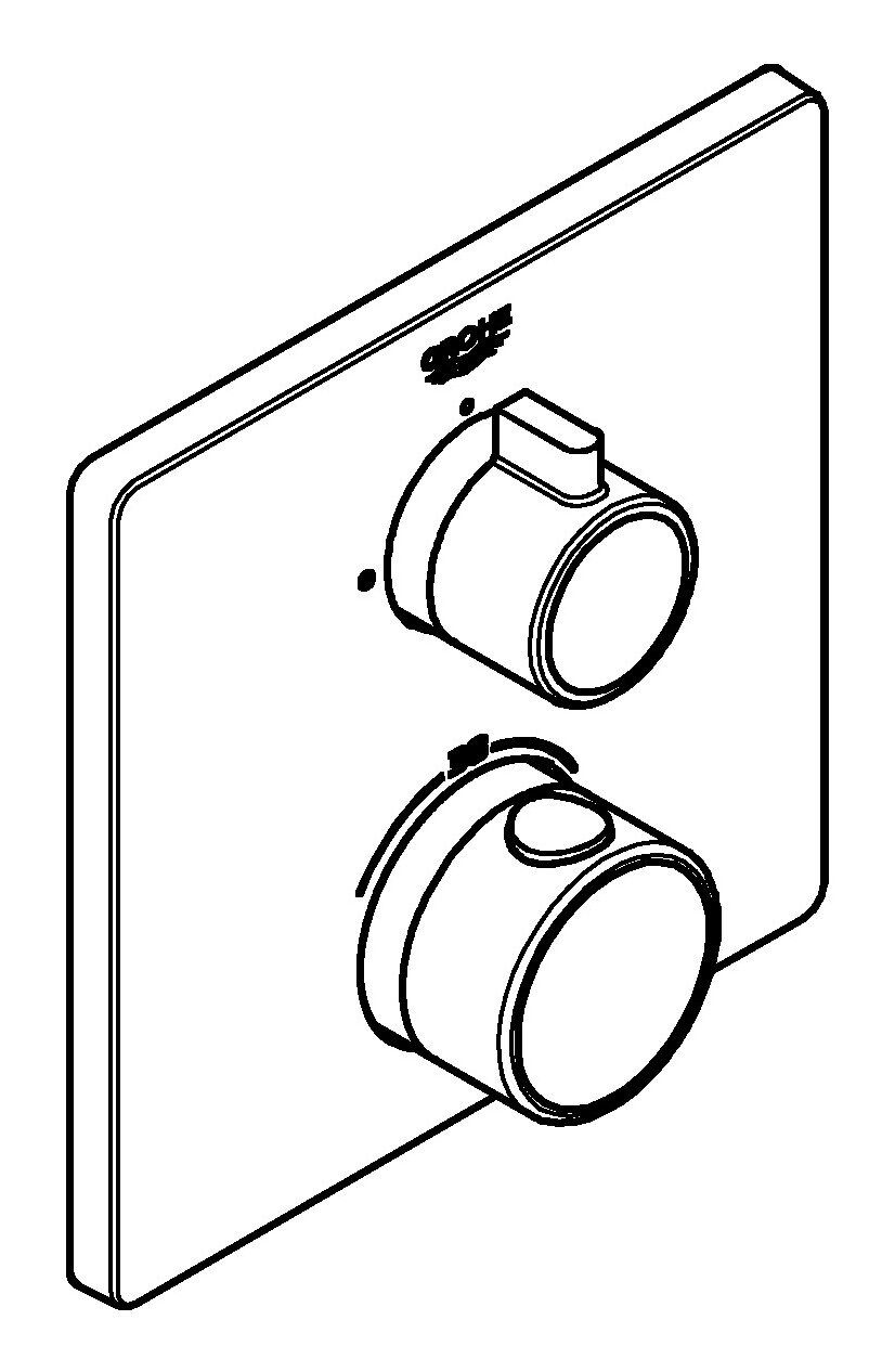 Chrom Absperrventil Grohtherm - Brausethermostat eckig Thermostat-Brausebatterie 1 mit Grohe