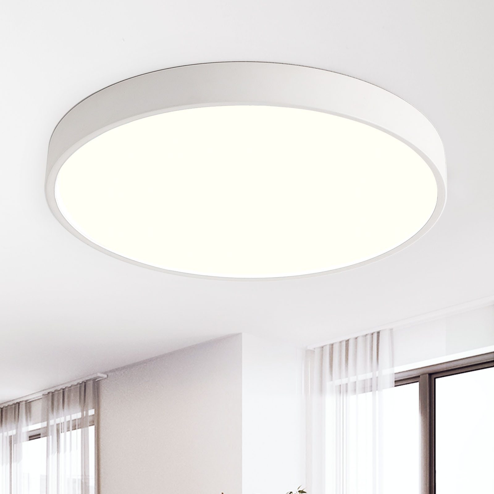 style home LED Deckenleuchte Runde Deckenlampe aus Metall, LED fest integriert, Warmweiß 3000K, für Wohnzimmer Schlafzimmer Büro Küche, 30x30x4cm, Schwarz