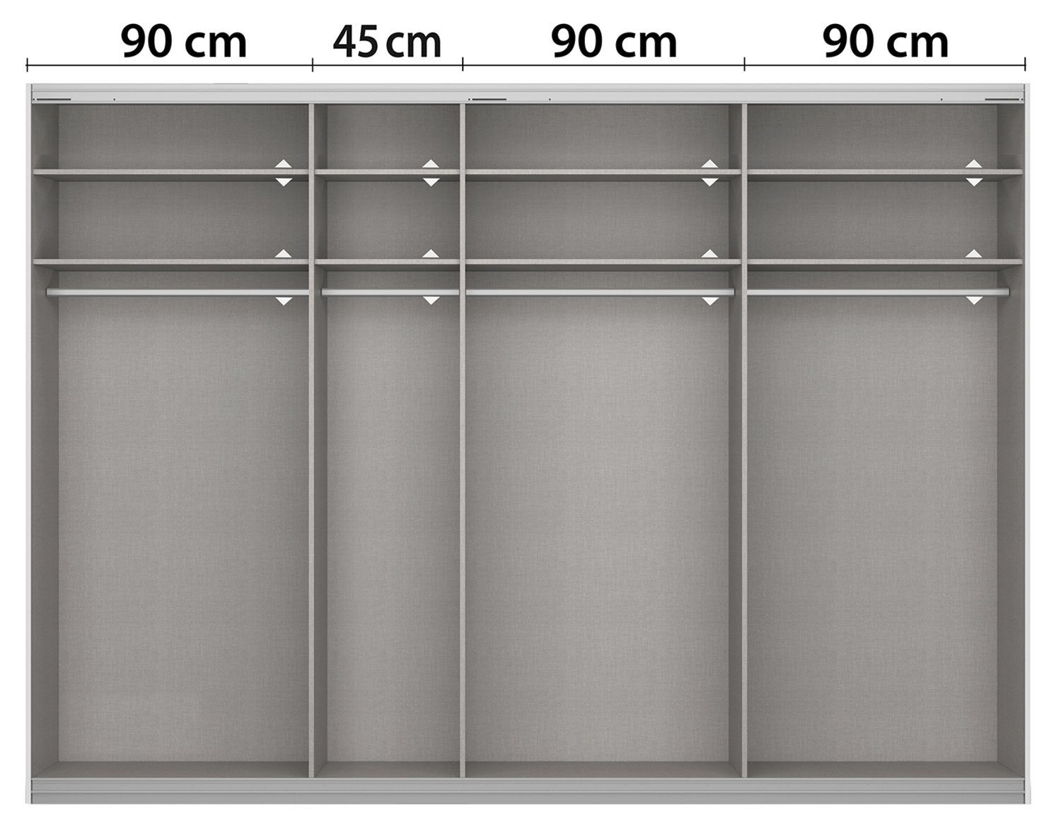 Grau x cm H Schwebetürenschrank 316 LAGOS, Metallic, cm, Türen, B Spiegel LIV'IN 4 230 mit