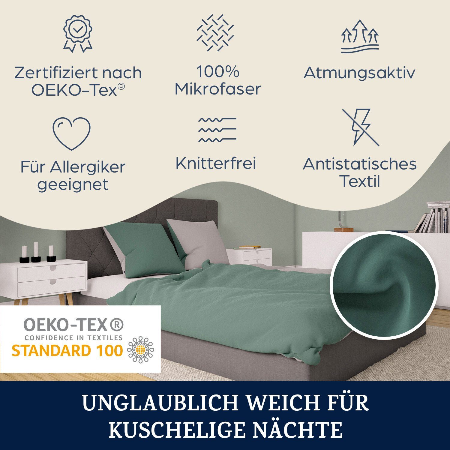 sleepwise Bettwäsche Soft Wonder-Edition Bettwäsche, Mikrofaser-Fleece, 3 teilig – Bild 2 von 5