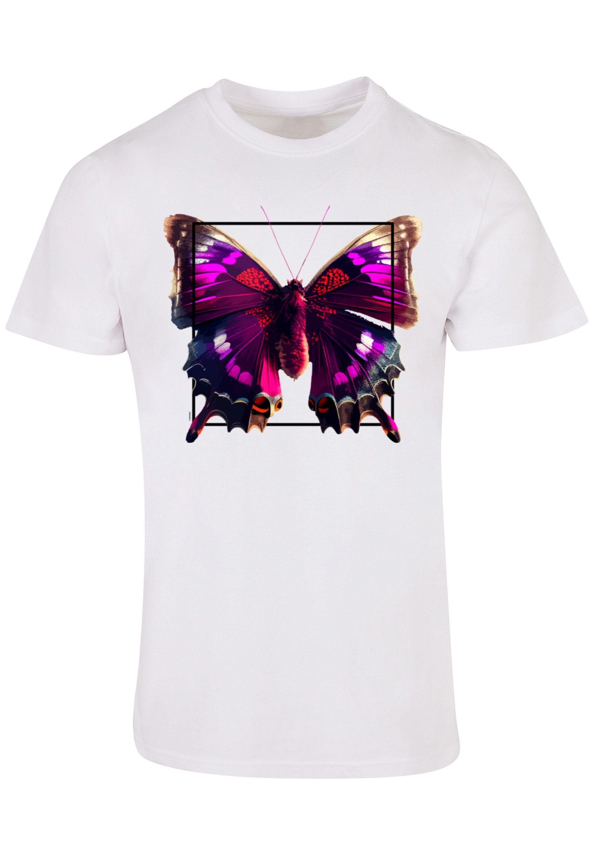 Pink TEE F4NT4STIC weiß UNISEX T-Shirt Print Schmetterling