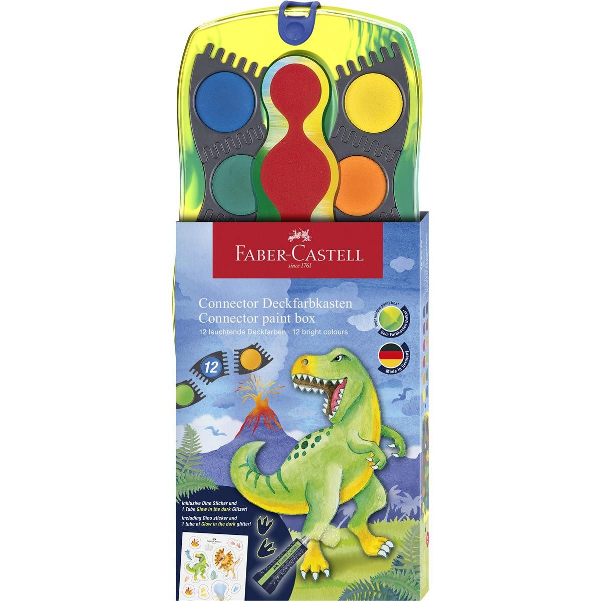 Faber-Castell Farbkasten Faber- Castell Connector Farbkasten Dino -12 Farben