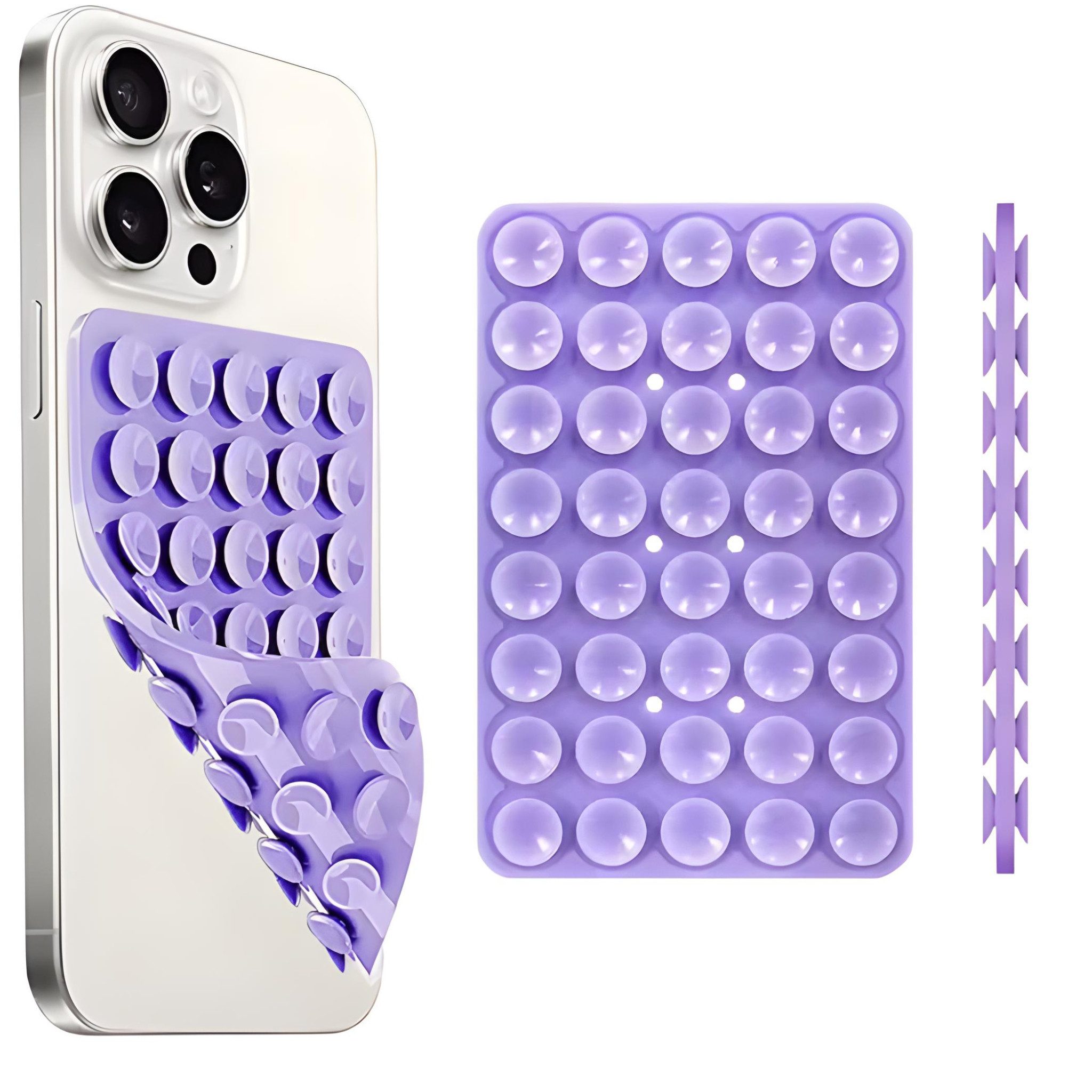 HS.SUPPLY Handy-Halterung Doppelseitiger Silikon-Handyhalter mit Saugnäpfen für iPhone & Android