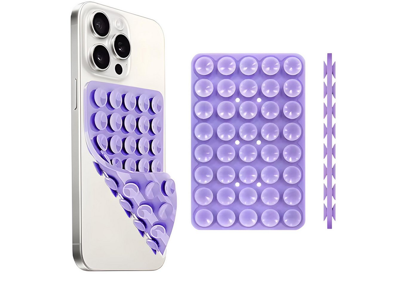 HS.SUPPLY Handy-Halterung Doppelseitiger Silikon-Handyhalter mit Saugnäpfen für iPhone & Android
