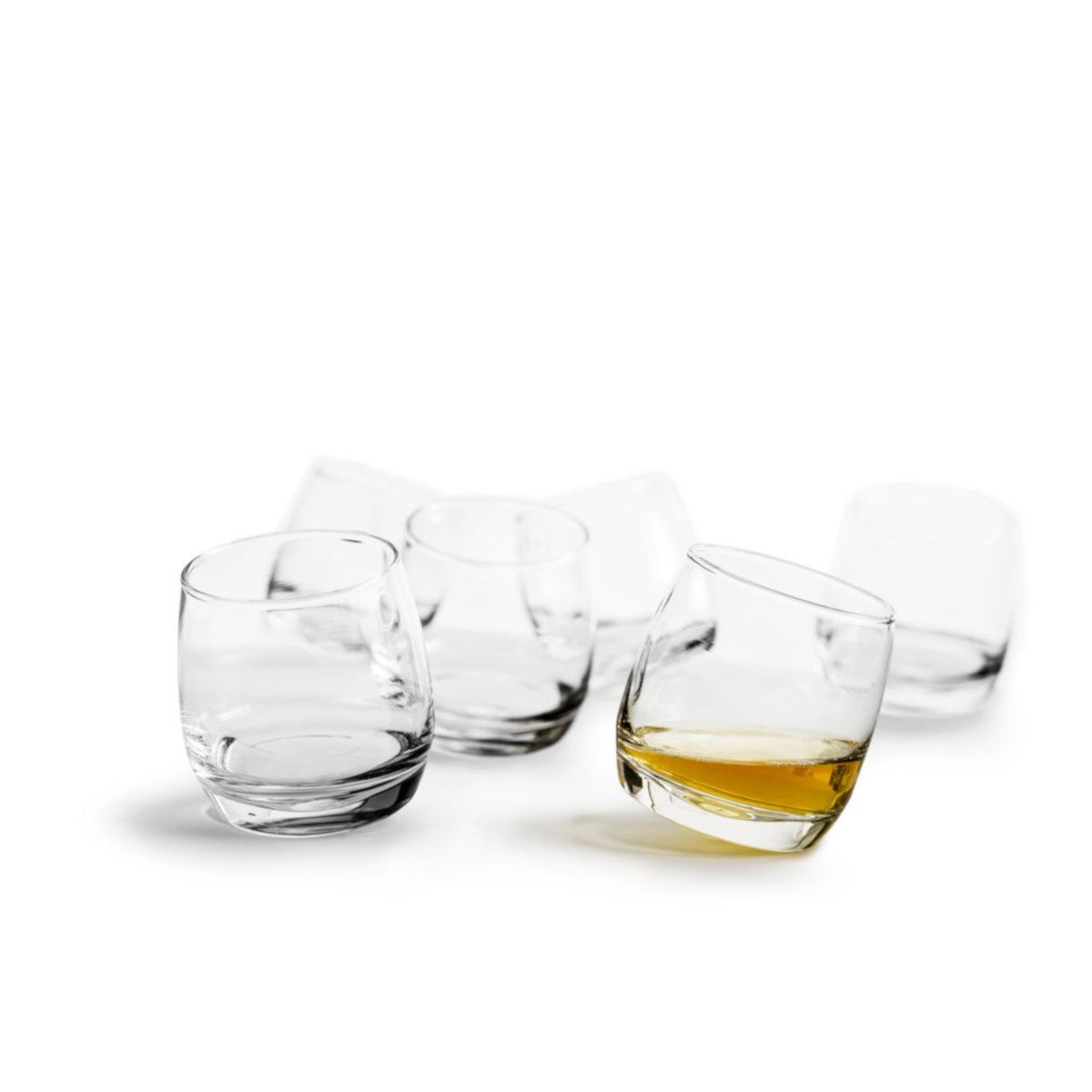 sagaform Glas Rocking Whisky Glas 6er-Set, Glas, Durchmesser Öffnung 6.5 cm