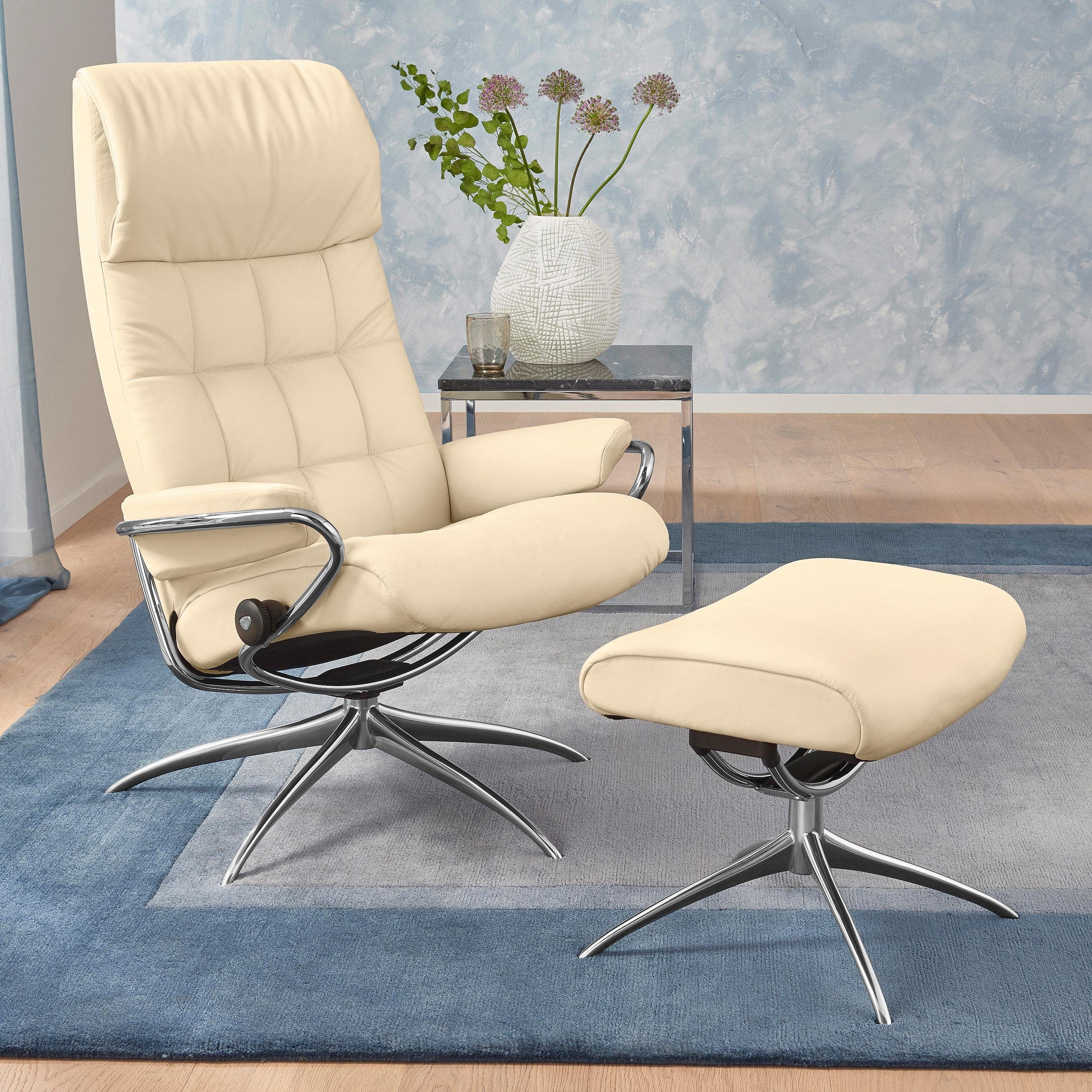 Stressless® Relaxsessel London (Set, Relaxsessel mit Hocker), mit Hocker, High Back, mit Star Base, Gestell Chrom