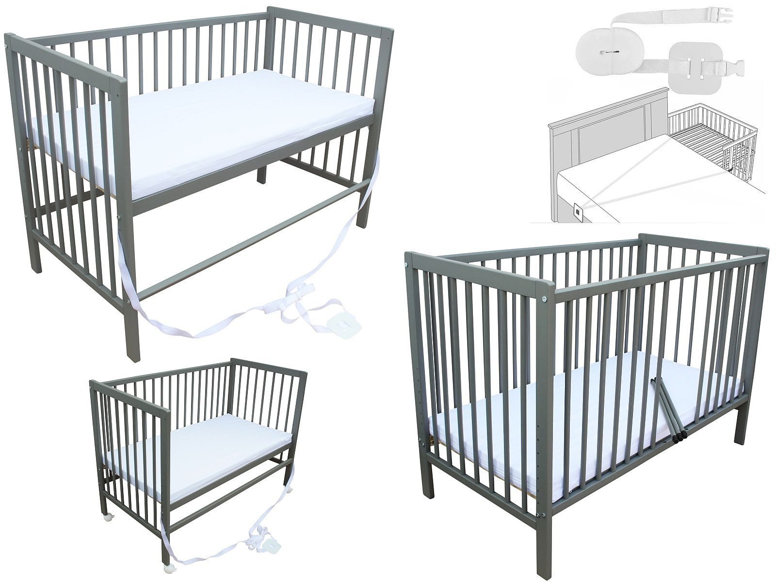 Micoland Beistellbett Kinderbett Beistellbett Babybett 120x60cm + Matratze, günstig online kaufen