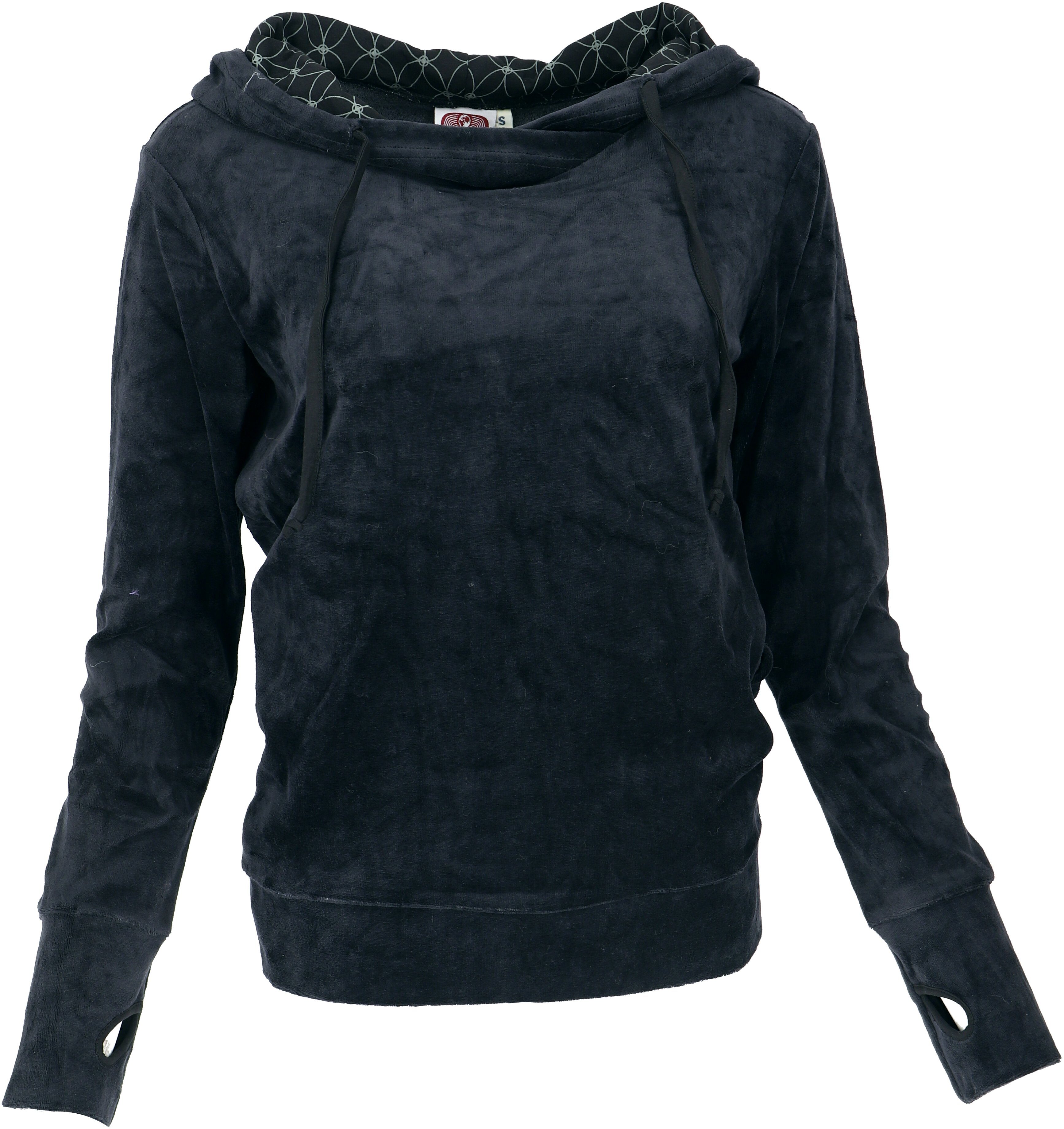 Guru-Shop Longsleeve Nicki-Kapuzenpullover, weicher Boho.. Hoodie