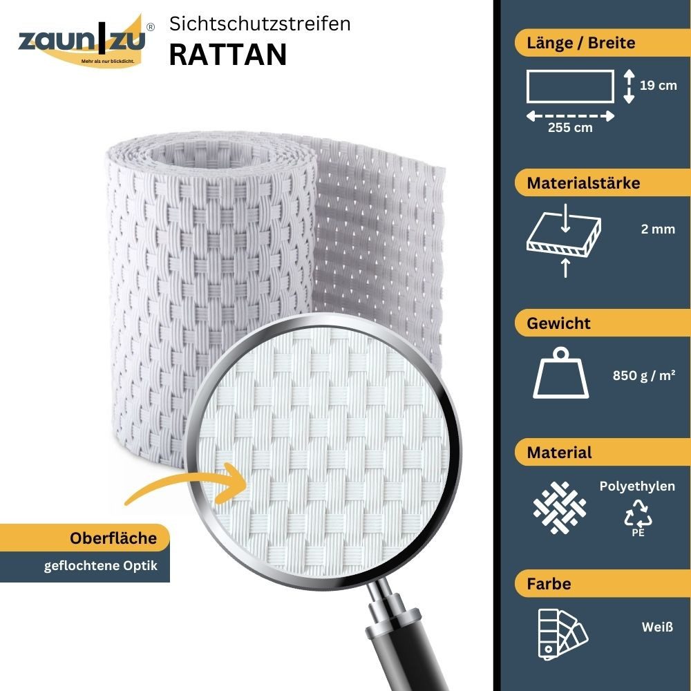 zaunzu Sichtschutzstreifen Rattan Einzelstreifen für Doppelstabmatten günstig online kaufen