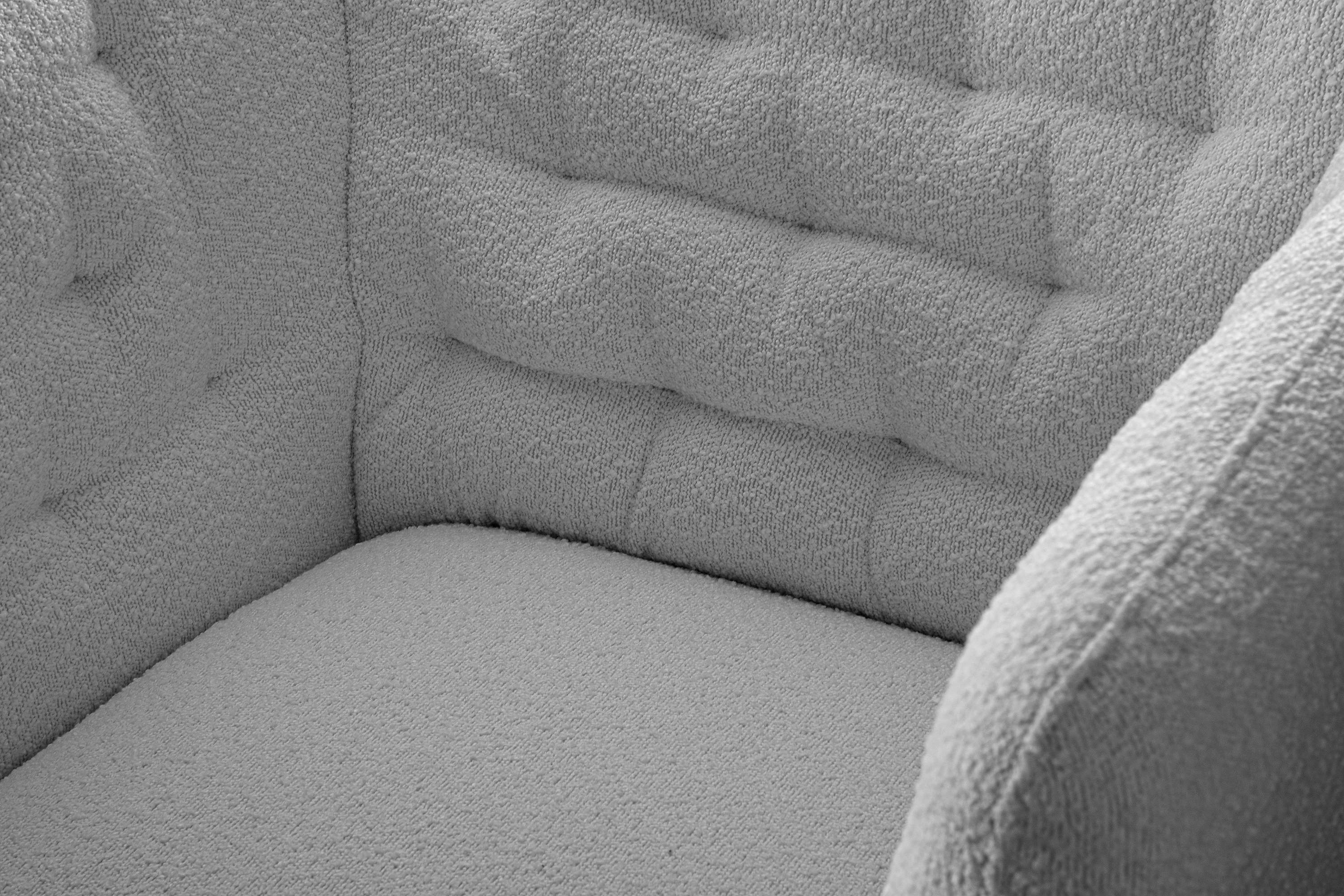 CORDI hellgrau Sessel Konsimo Sessel, Metallfüßen, gewellte | hellgrau Sitz im auf und Schaumstoff hohen Feder Gesteppter