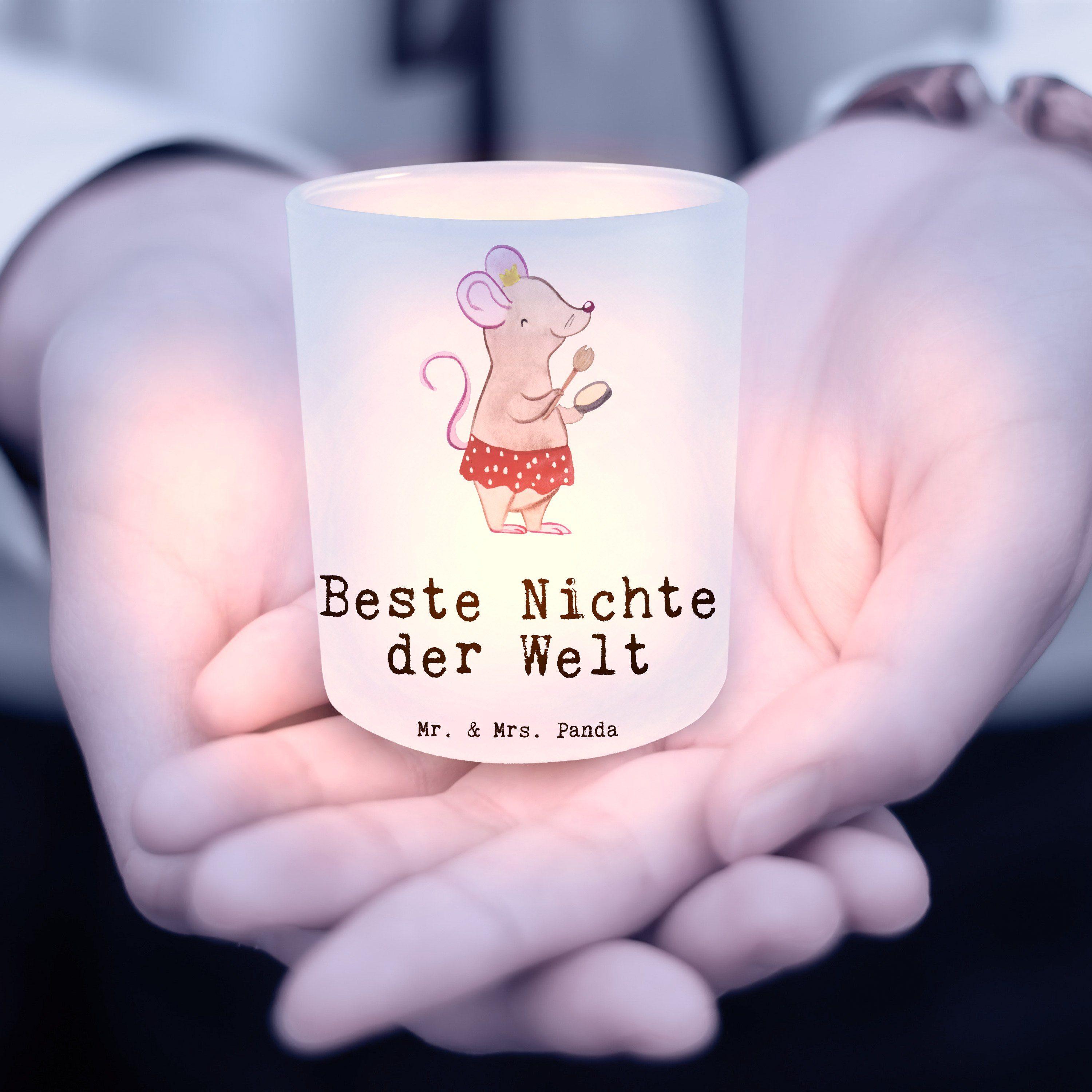 St) Nichte Welt Transparent Beste Panda Maus & Mr. (1 der - - Geschenk, Windlicht Teelichtglas, Ke Mrs.