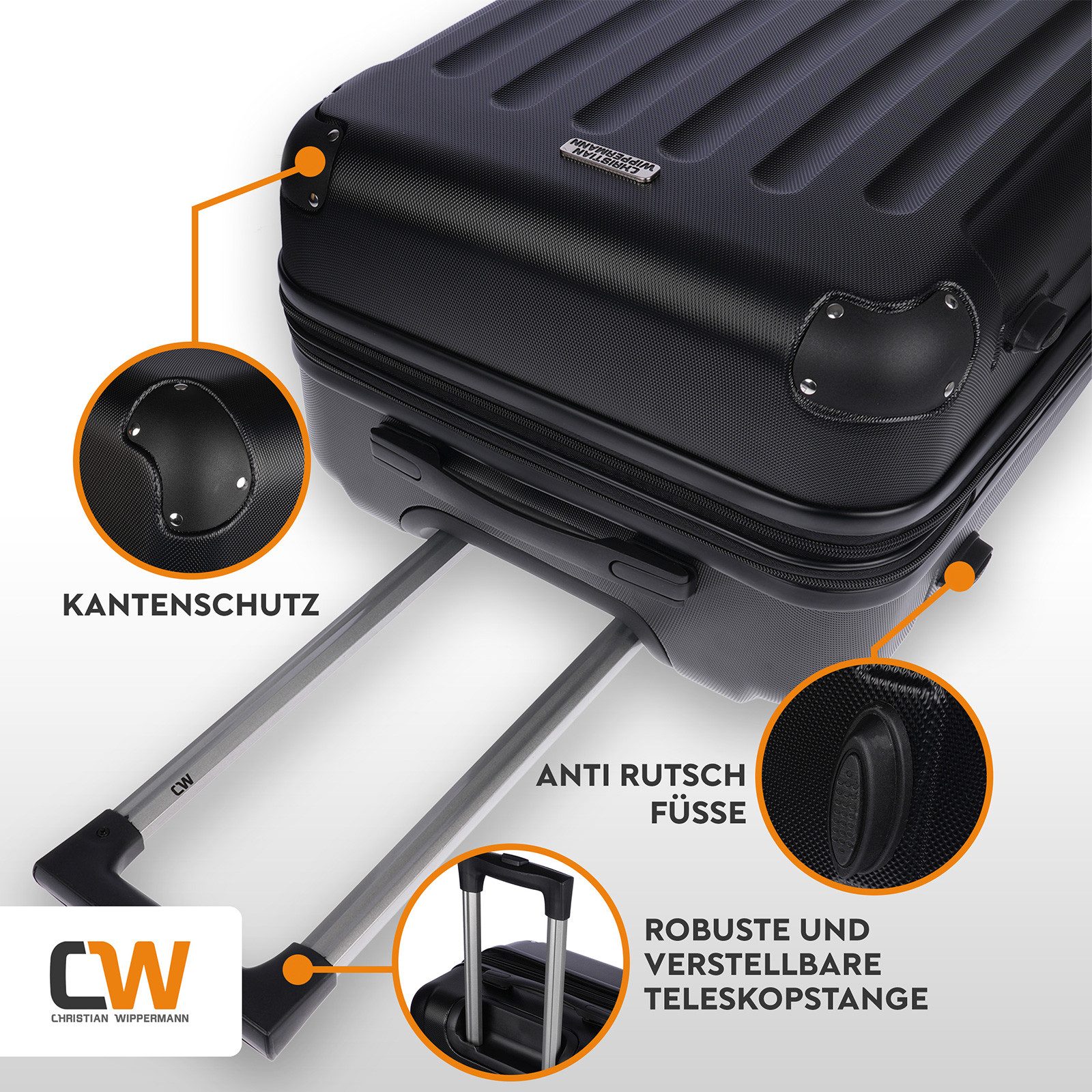 Christian Wippermann Business-Trolley Christian Wippermann L Großer Koffer für Herren Damen Hartschalenkoffe, 4 Rollen, mit TSA-Schloss