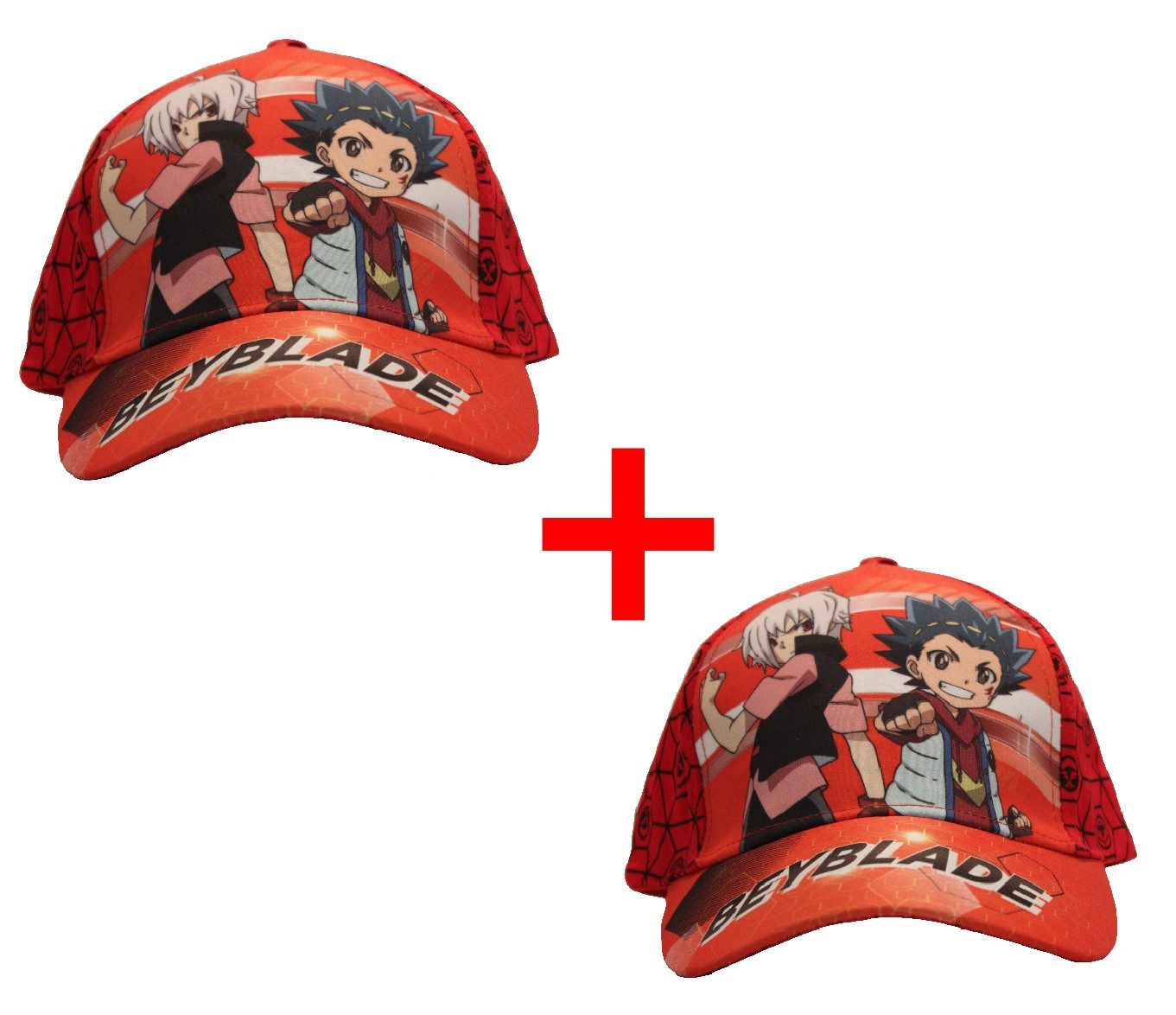 Beyblade Spiel Beyblade Burst Baseball Cap, 2er-Set Mützen mit Klettverschluss, Valt