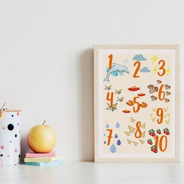 Tigerlino Poster 2er Set Tiere ABC, Zahlen Lernposter Kinderzimmer Alphabet Lernhilfe