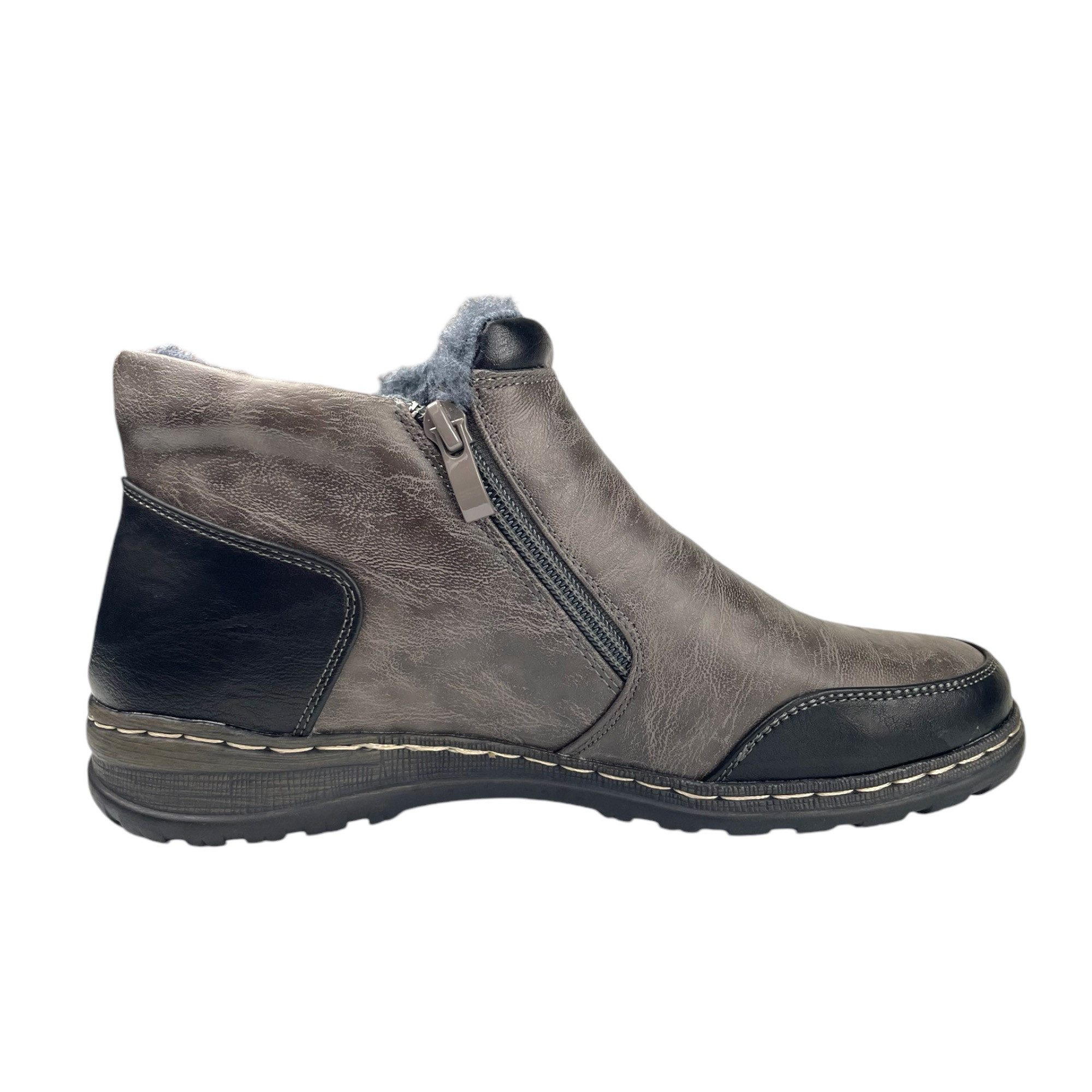 Taschen4life Damen Stiefelette 9680 Stiefelette 2 farbig, warm gefüttert, 2x Reißverschluss