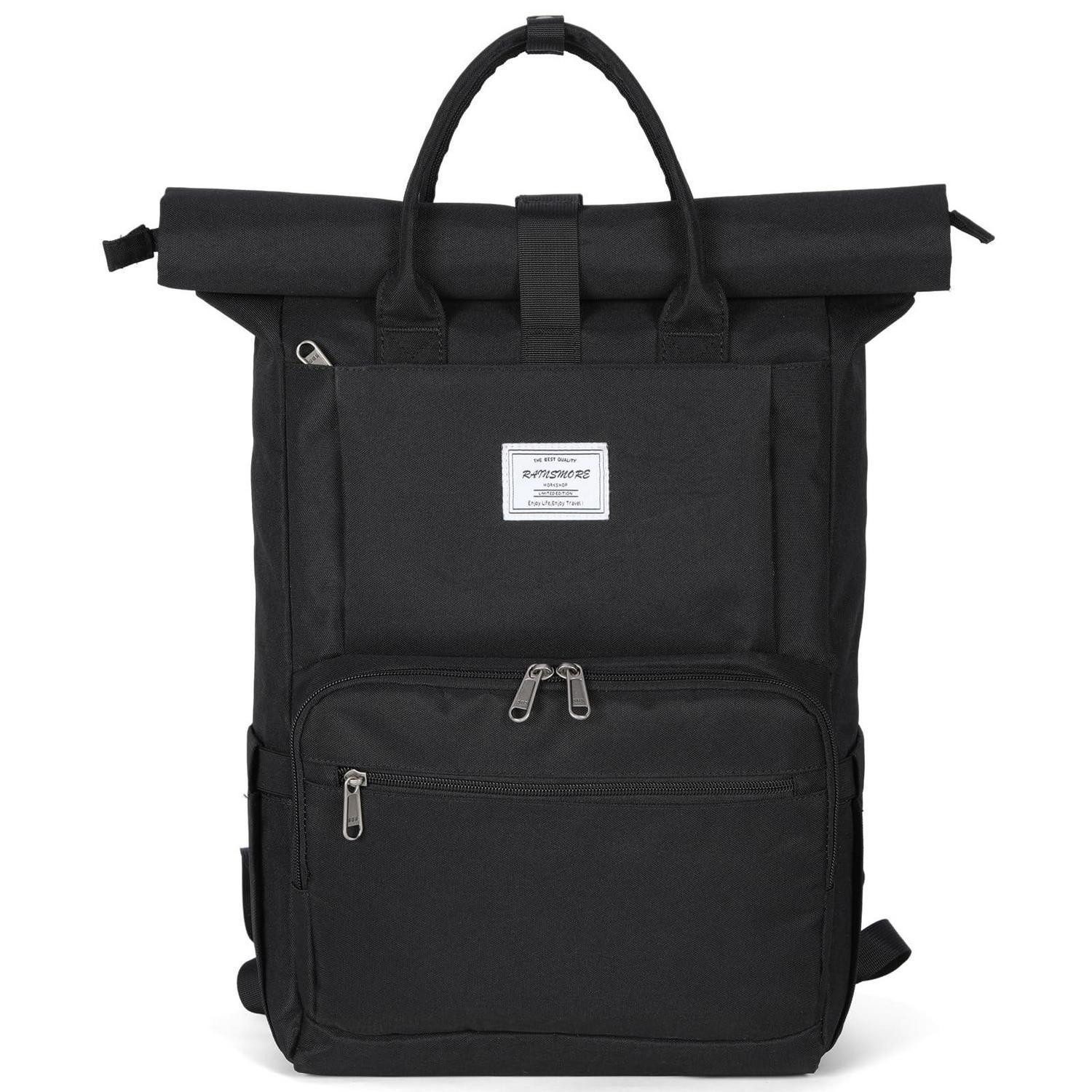 LuxusKollektion Laptoprucksack Rolltop Rucksack Herren Groß Wasserdicht Schwarz