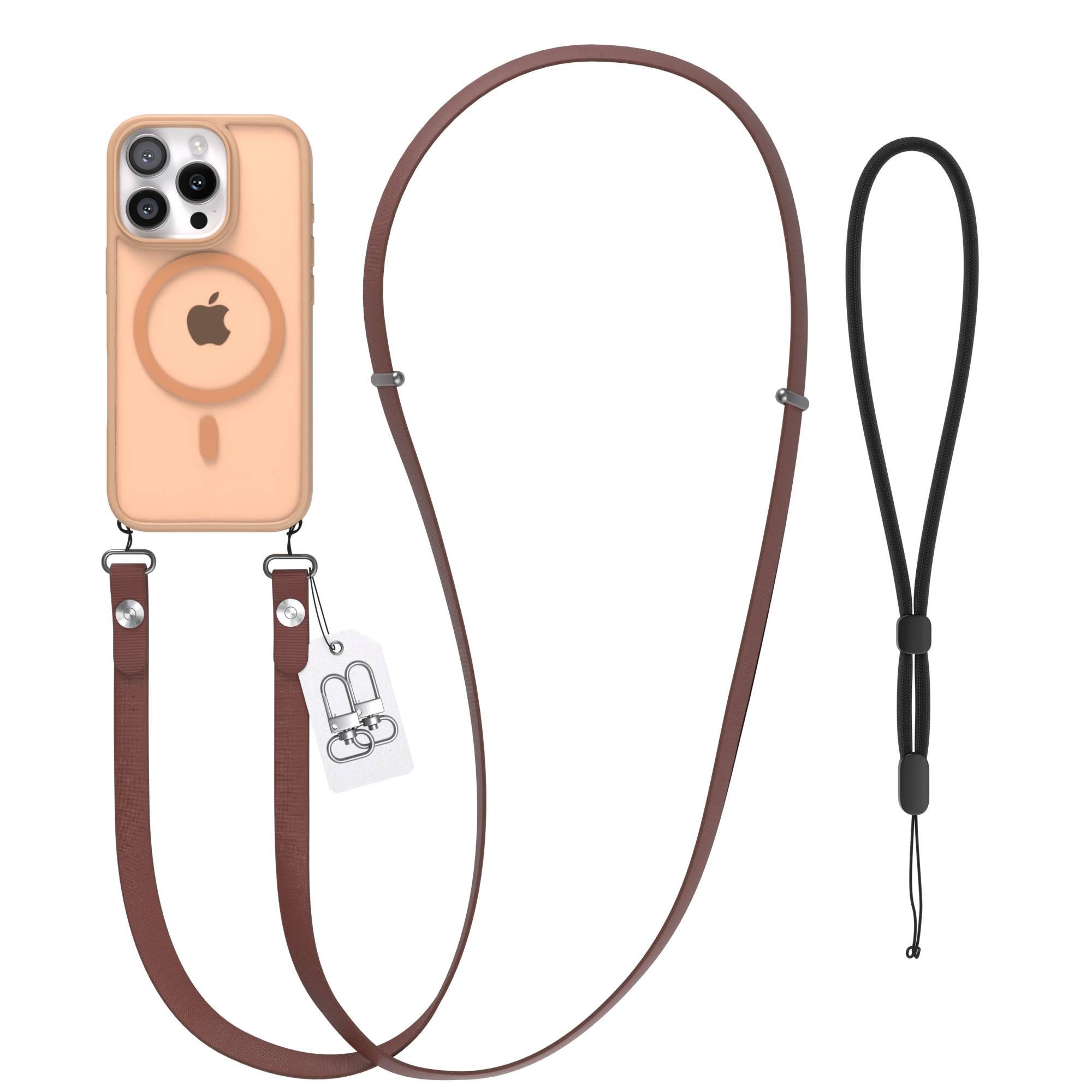 EAZY CASE Handykette Outdoor Case MagSafe Handyband für Apple iPhone 16 Pro 6,3 Zoll, Crossbody Handyhülle mit MagSafe und magnetisch verstellbarem Band