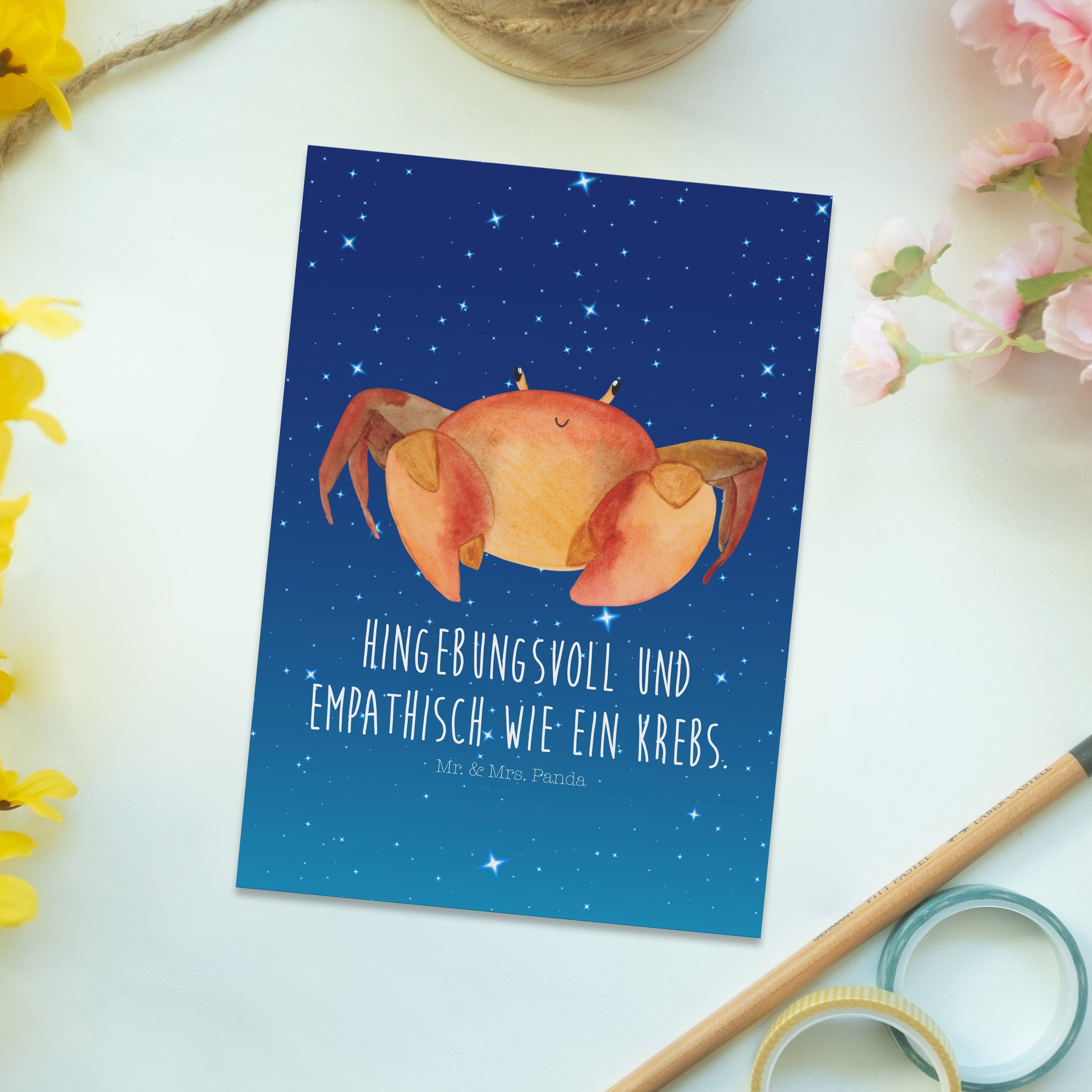 Blau & Horoskop, Mr. Astrolo - Panda Sternzeichen Sternenhimmel - Krebs Geschenk, Mrs. Postkarte