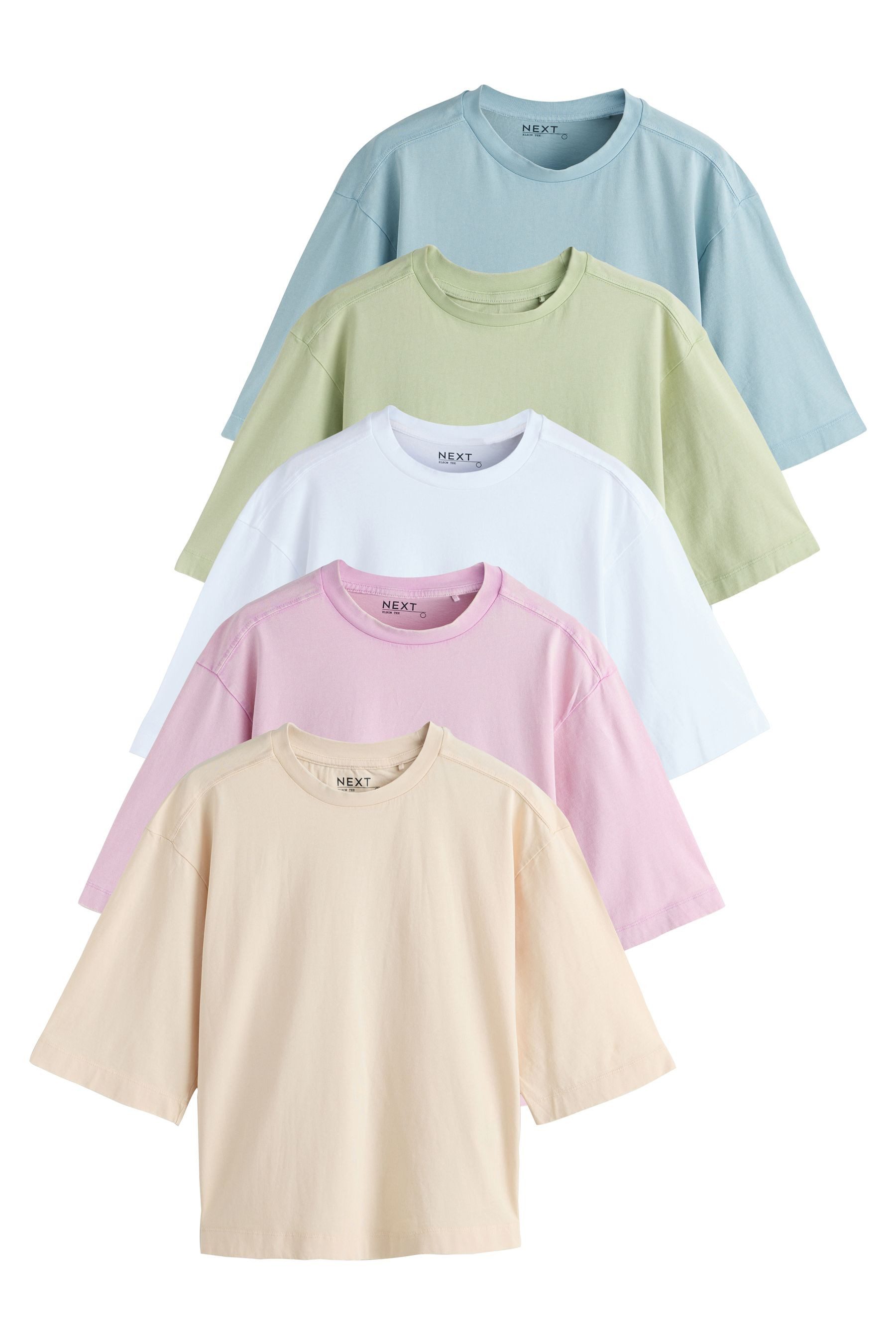Next T-Shirt Relaxed Fit T-Shirts mit 3/4-Ärmeln, 5er-Pack (5-tlg)