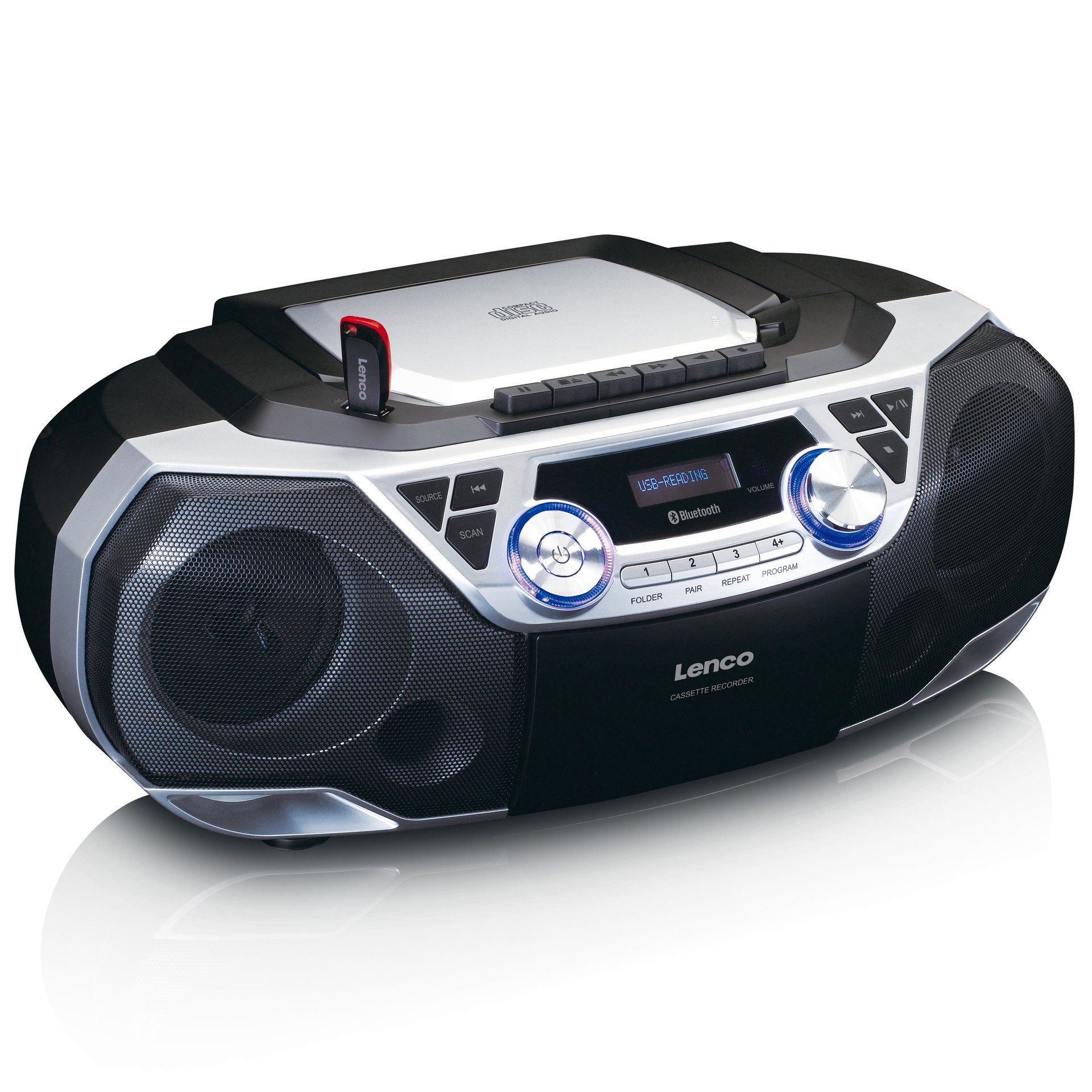 Lenco SCD-120SI W) Bluetooth Radio-CD-Player Tragbarer 6 (FM-Tuner, Radio